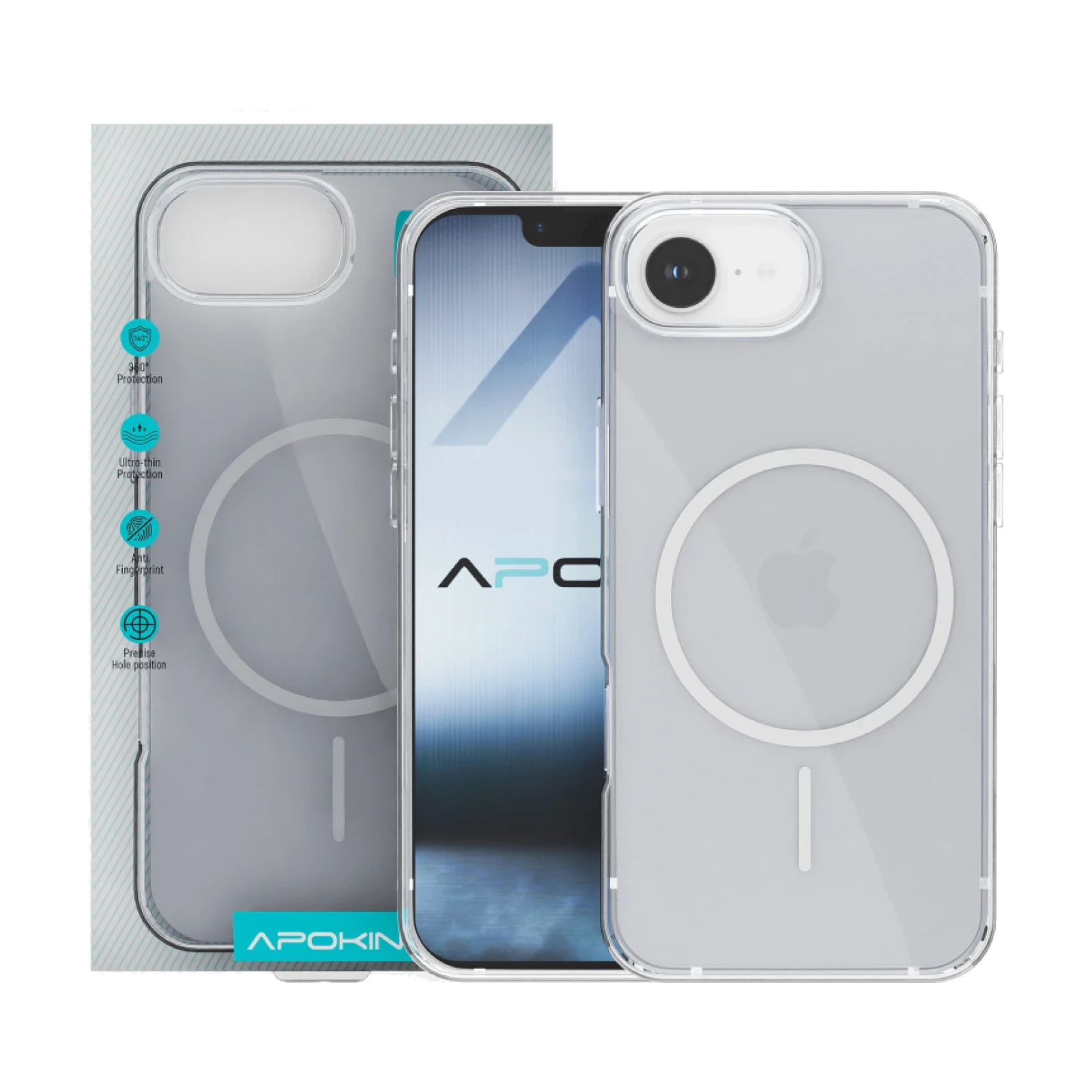 Funda Apokin Transparente MagSafe Slim para iPhone 16e/17e