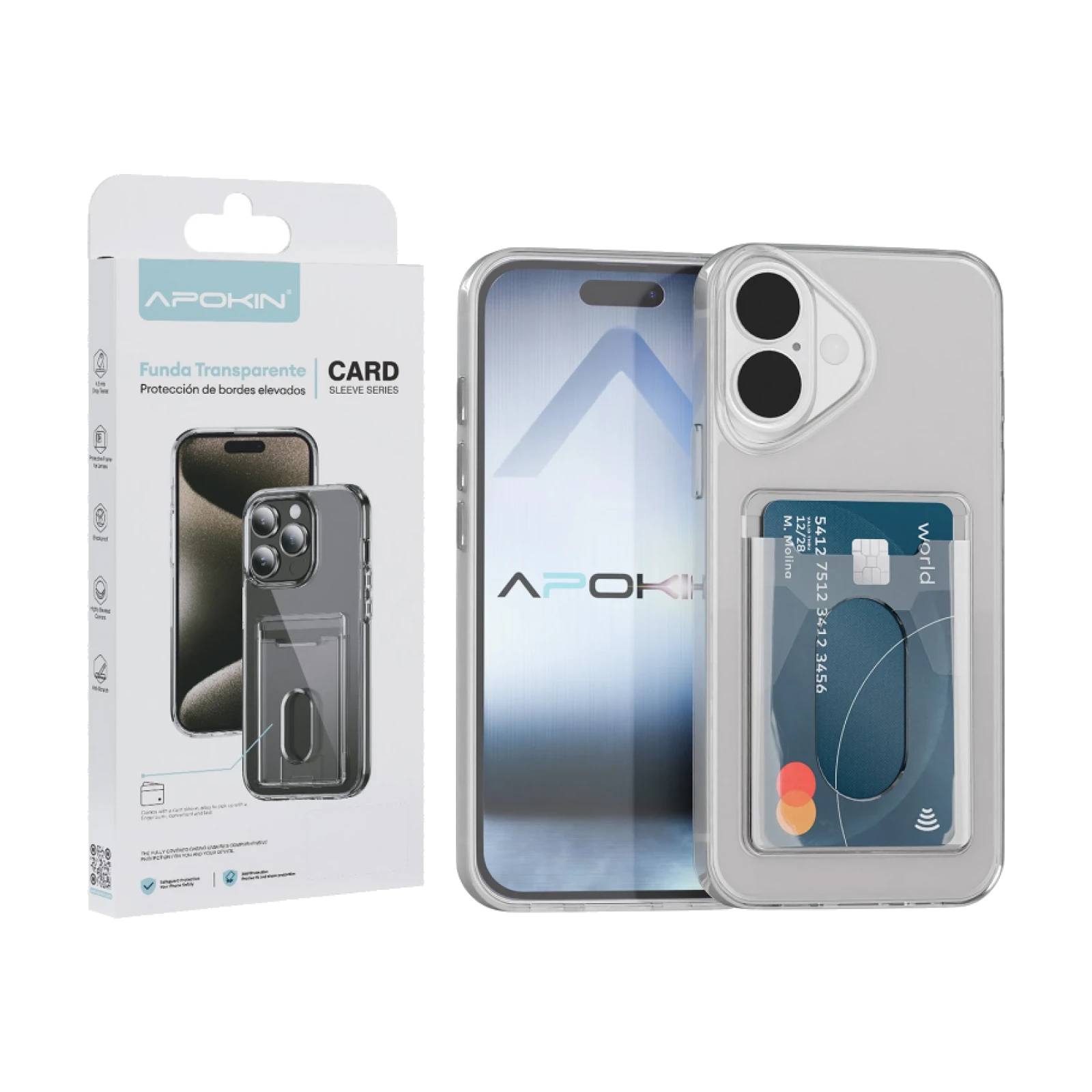 Funda Transparente con Tarjetero para iPhone 16 Plus