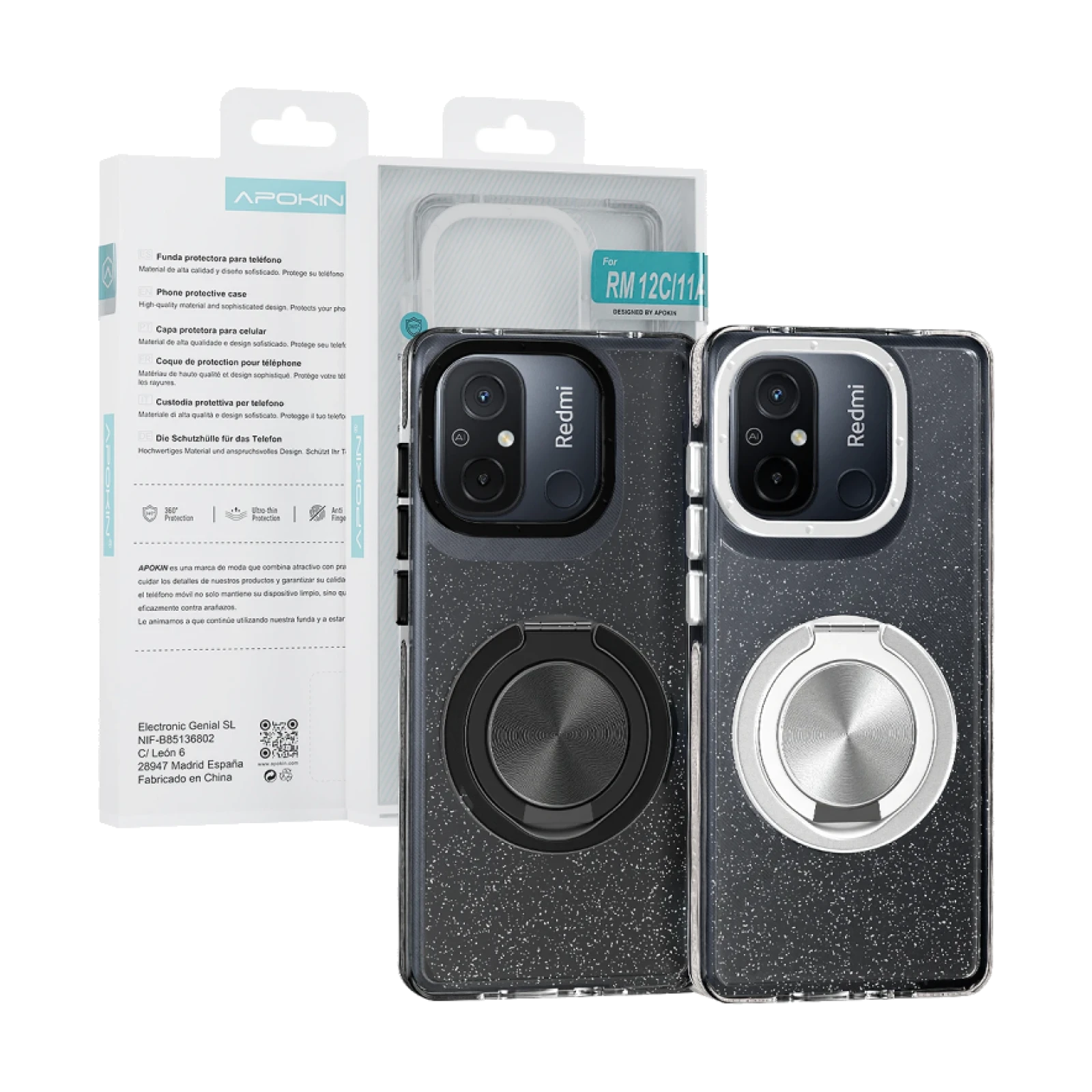 Funda Purpurina con Soporte 360 Apokin Xiaomi Redmi 12C