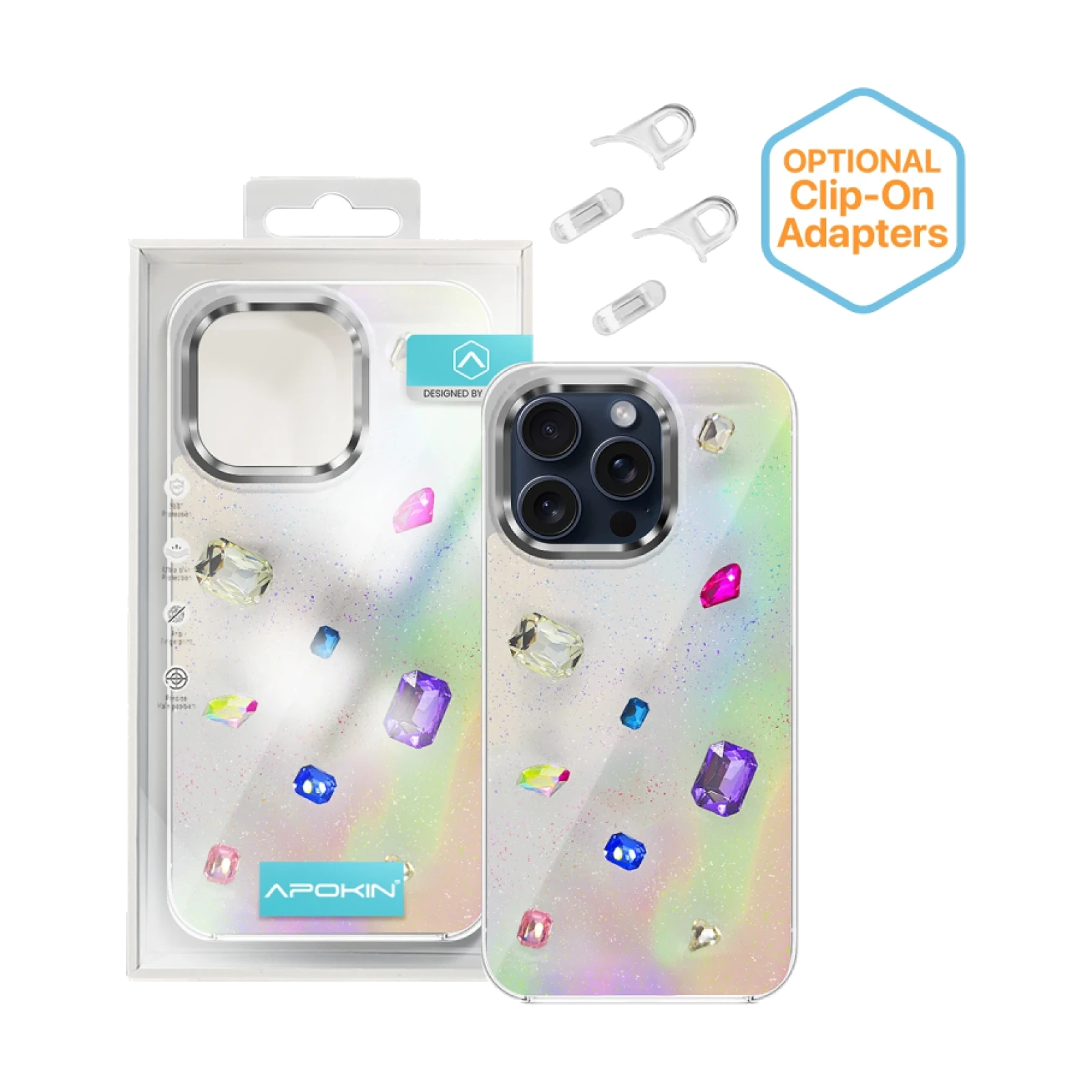 Funda Iridiscente con Piedras para iPhone 15 Pro Max
