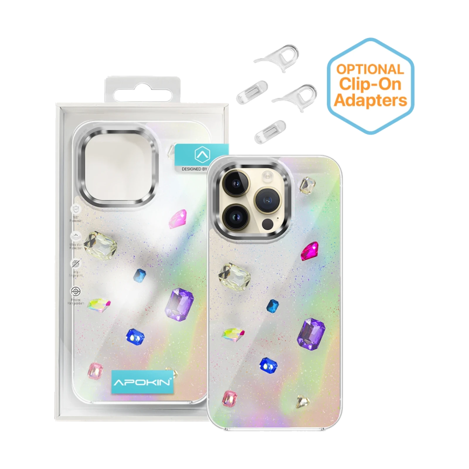 Funda Iridiscente con Piedras para iPhone 14 Pro