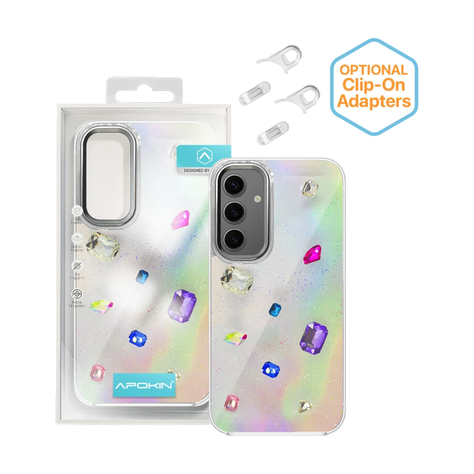 Funda Iridiscente con Piedras para Samsung S24/S25