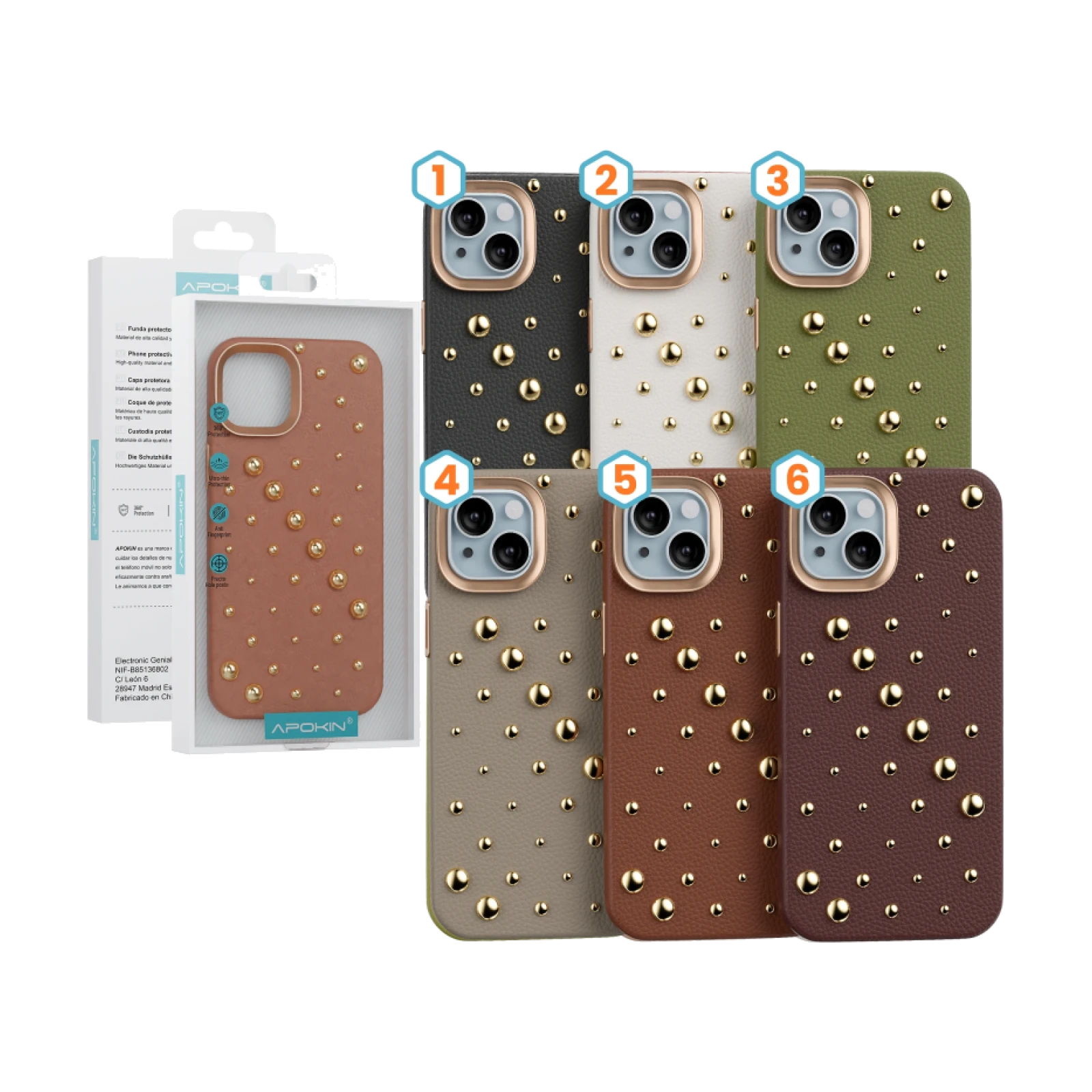 Funda de Piel Casquillos iPhone 14 Pro