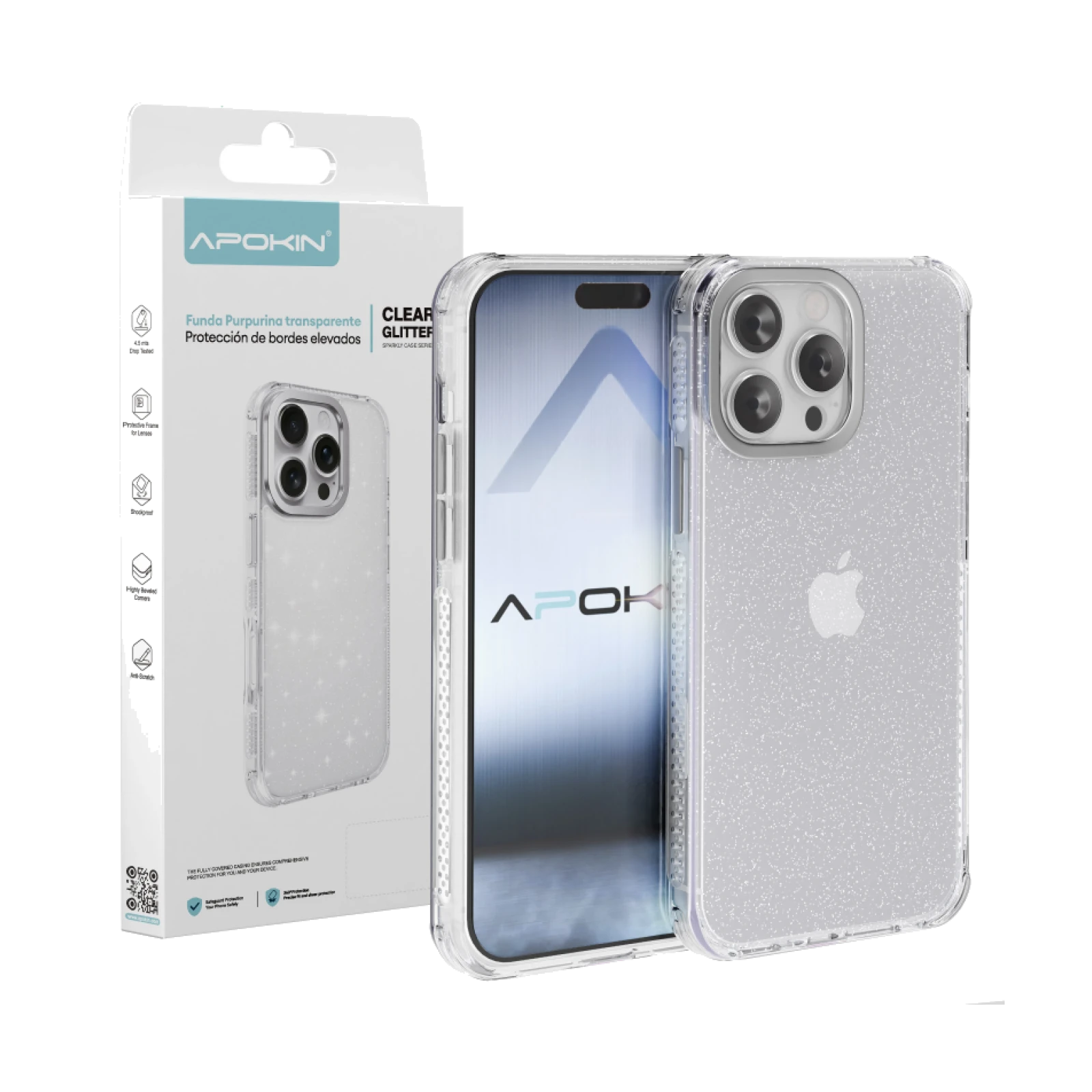 Funda Purpurina Transparente iPhone 15 Pro