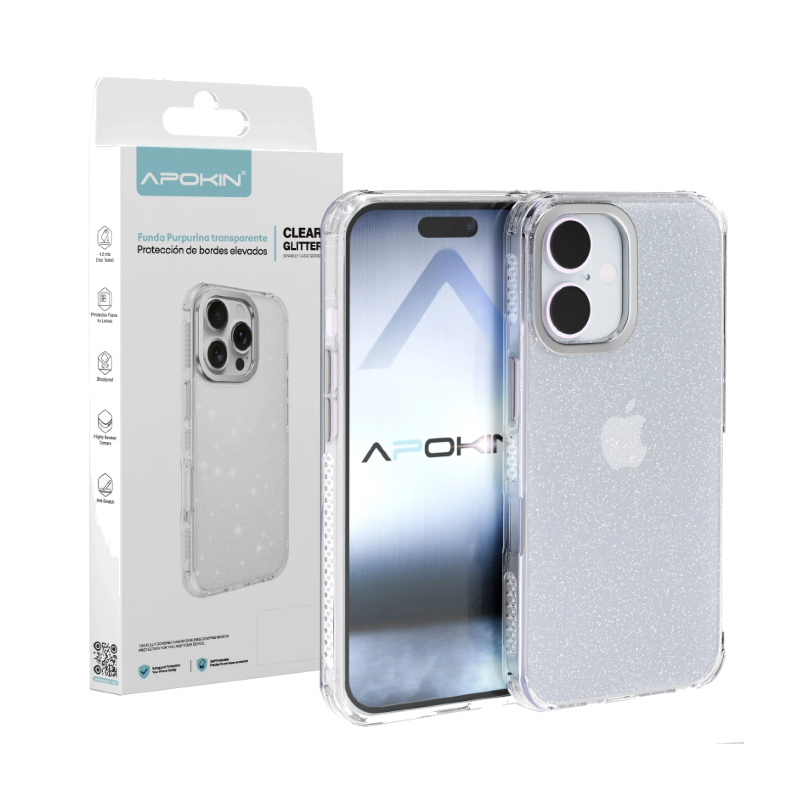 Funda Purpurina Transparente iPhone 16 Plus