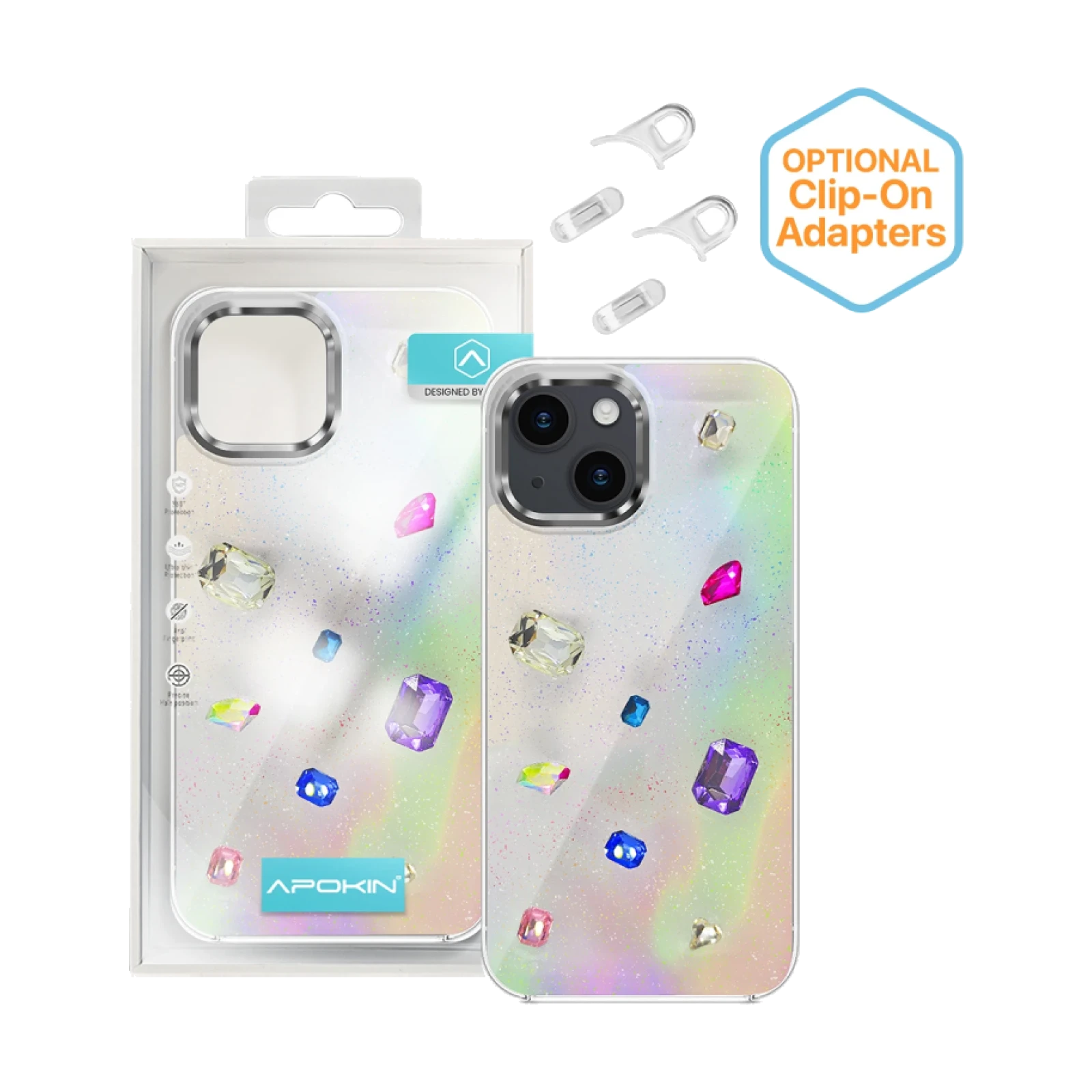 Funda Iridiscente con Piedras para iPhone 14/13