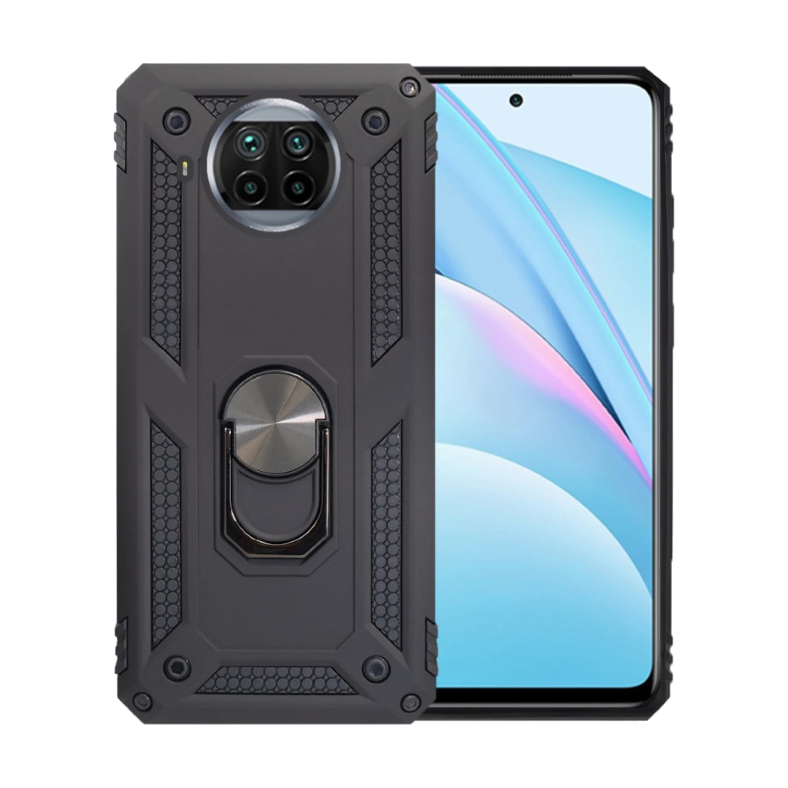 Funda Aluminio Antigolpe Xiaomi Mi 10T Lite con Iman y Soporte de Anilla 360