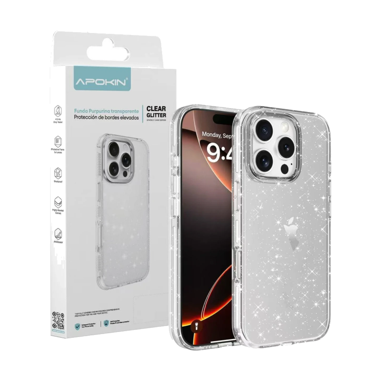 Funda Purpurina Transparente iPhone 16 Pro Max