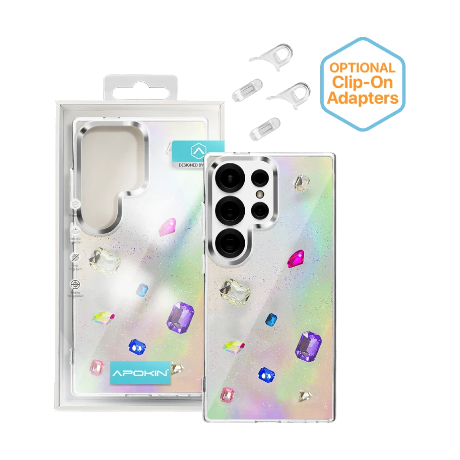 Funda Iridiscente con Piedras para Samsung S25 Ultra