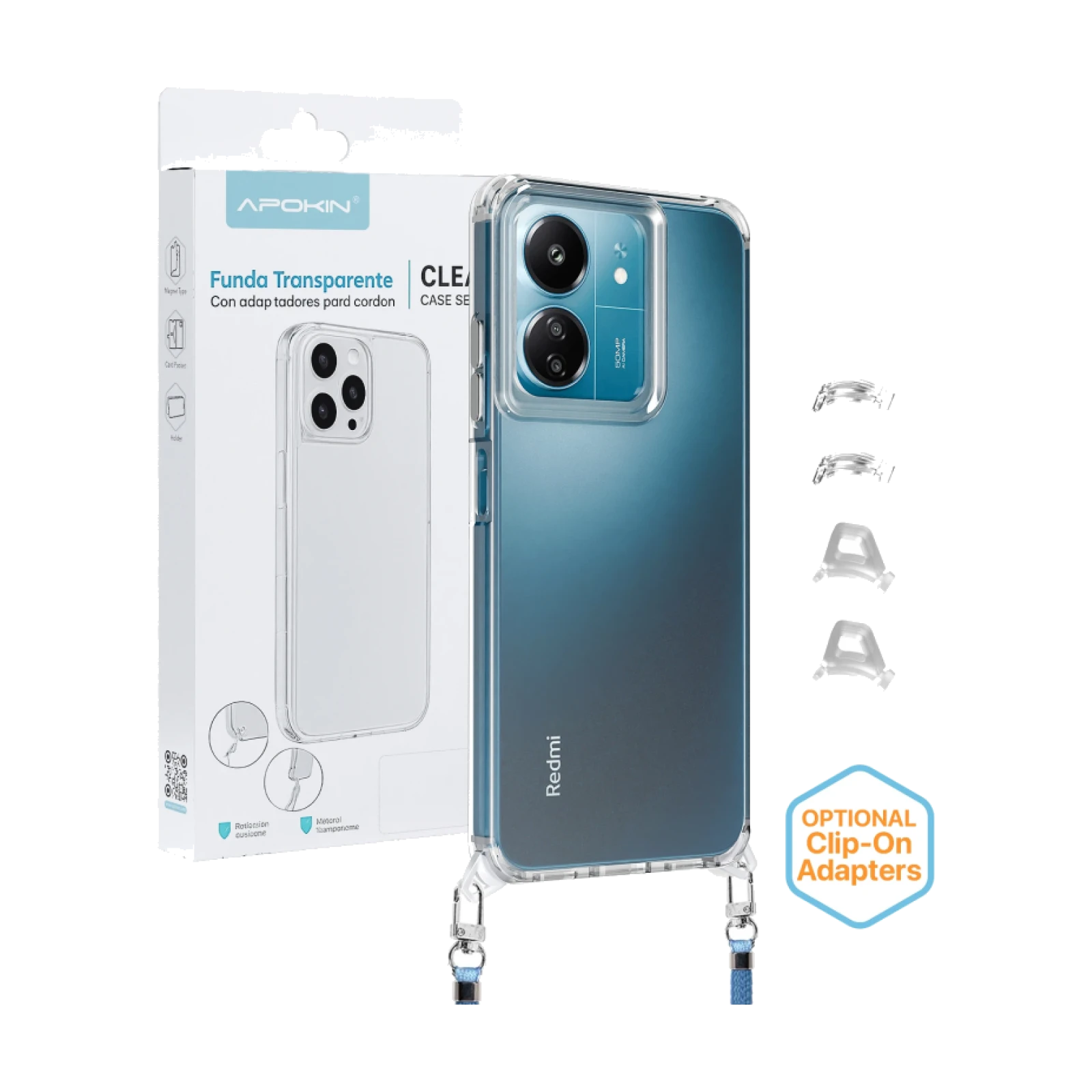 Funda 2en1 ClearStrap Transparente para Xiaomi Redmi 13C 4G/5G