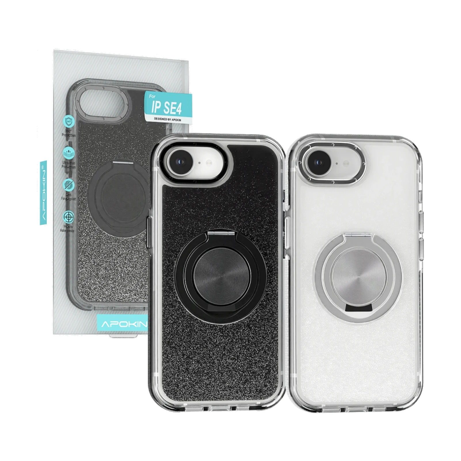 Funda Purpurina con Soporte 360 Apokin iPhone 16e/17e