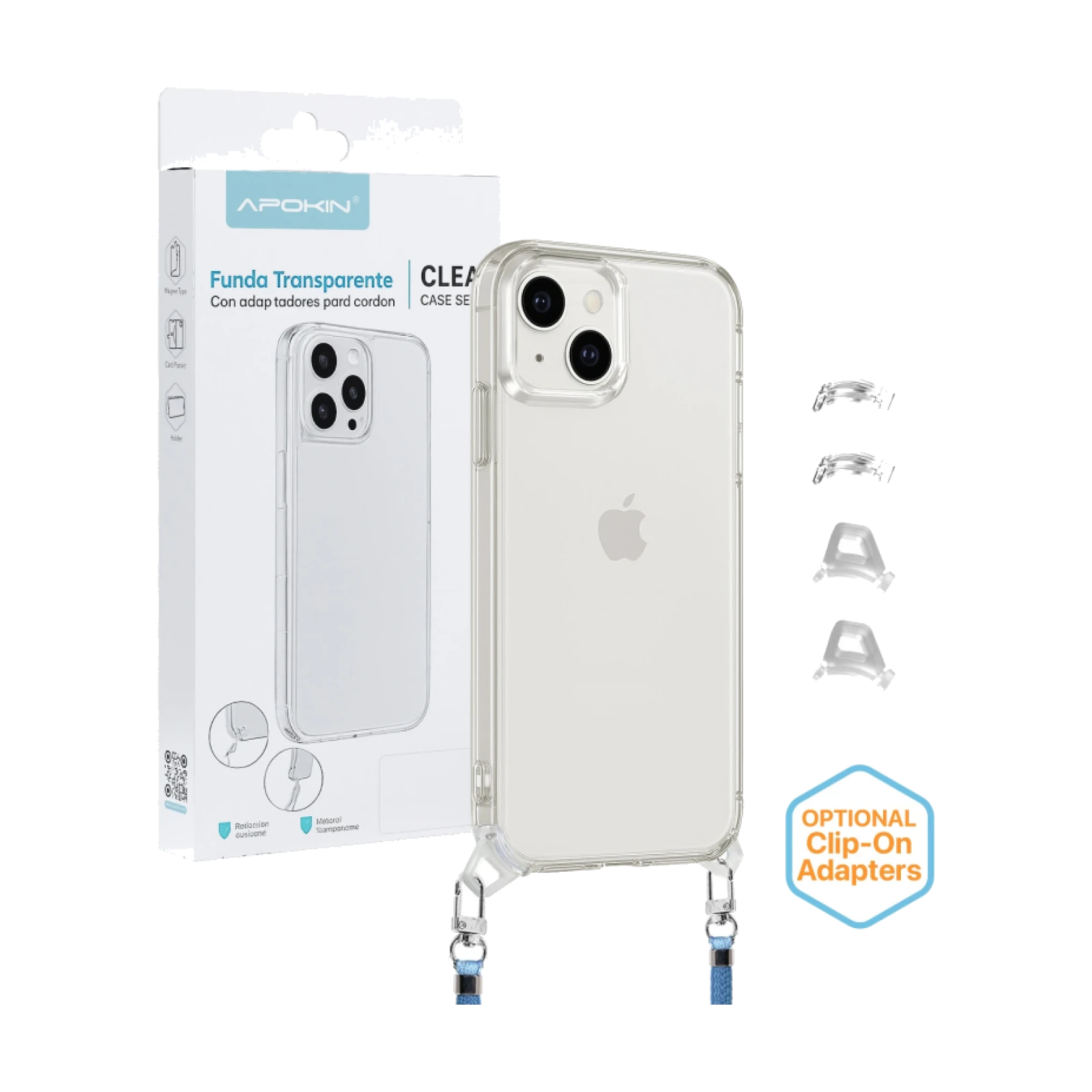 Funda 2en1 ClearStrap Transparente para iPhone 15 Plus/14 Plus