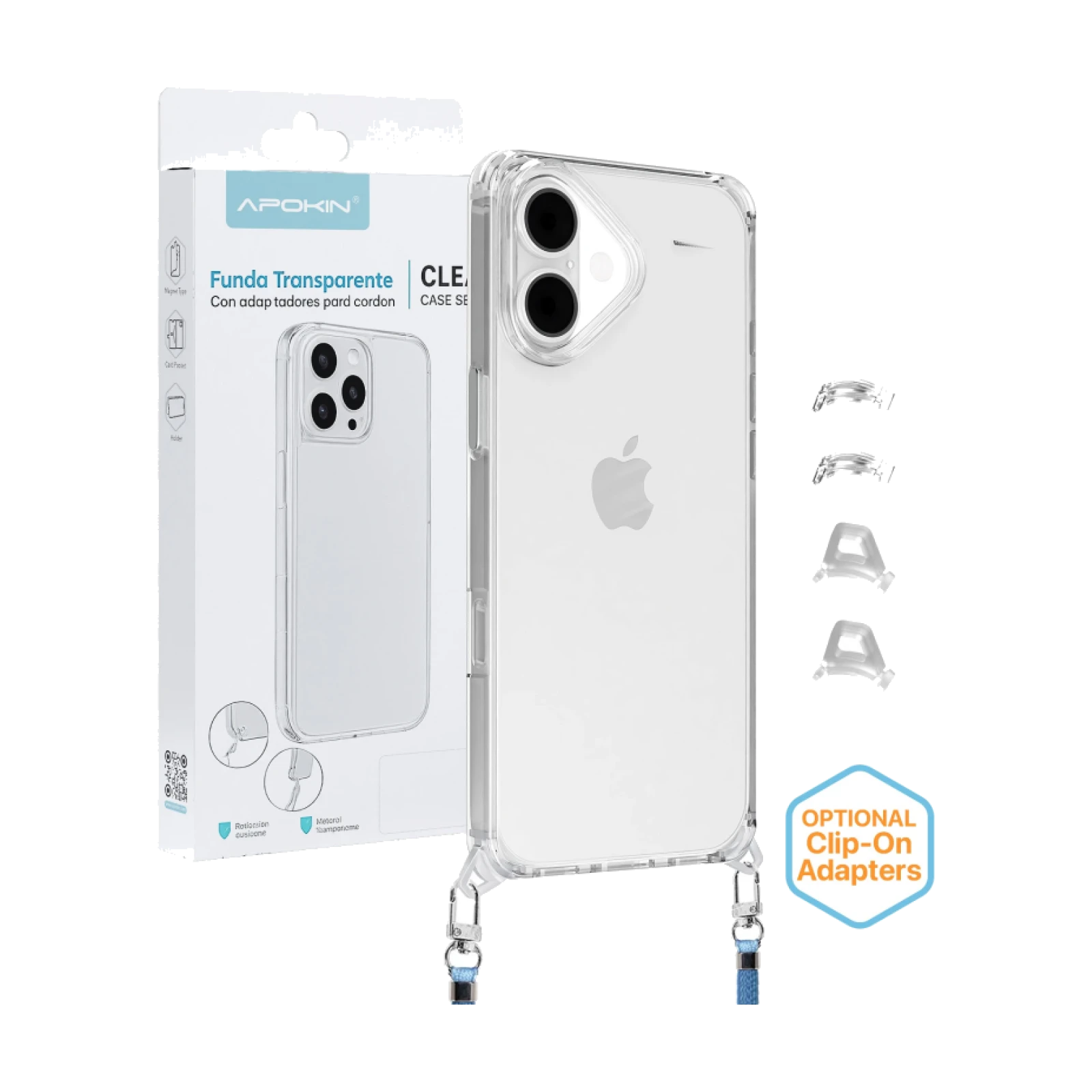 Funda 2en1 ClearStrap Transparente para iPhone 16