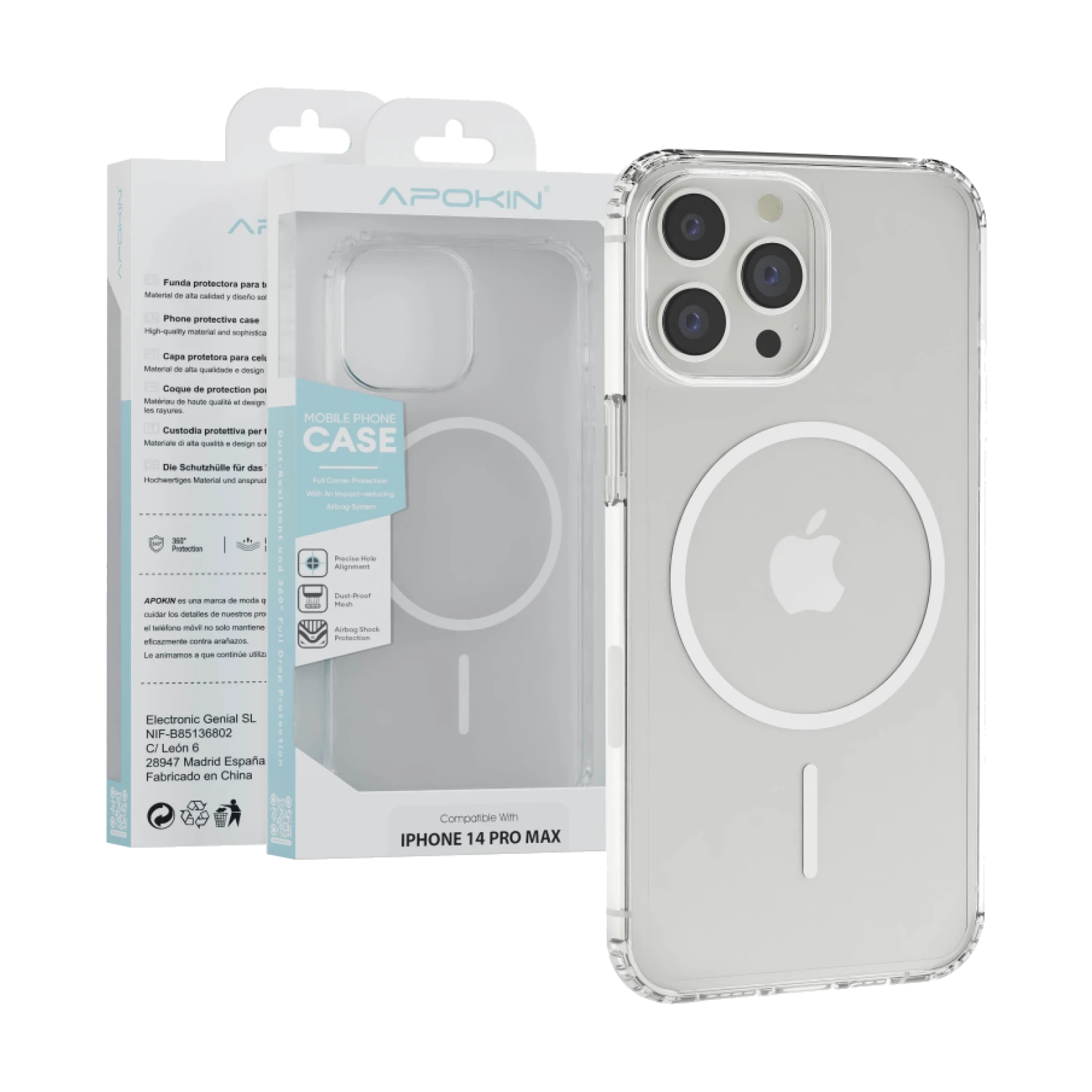 Funda Apokin Transparente MagSafe Basic para iPhone 14 Pro Max