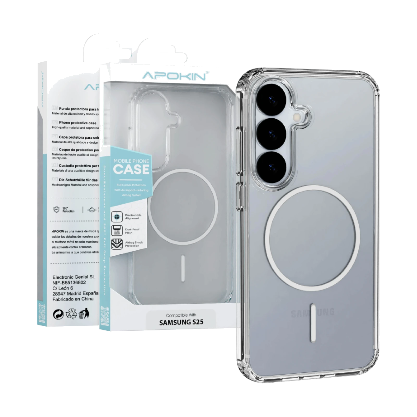 Funda Apokin Transparente MagSafe Basic para Samsung S25