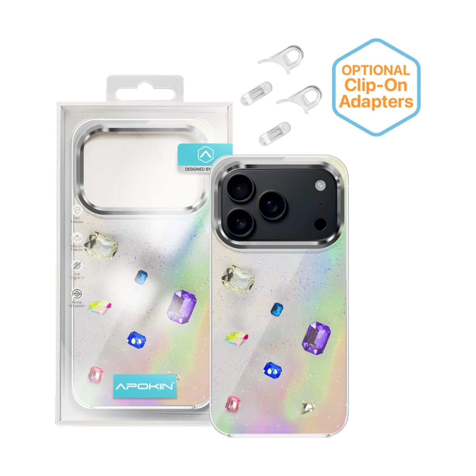 Funda Iridiscente con Piedras para iPhone 17 Pro / 18 Pro