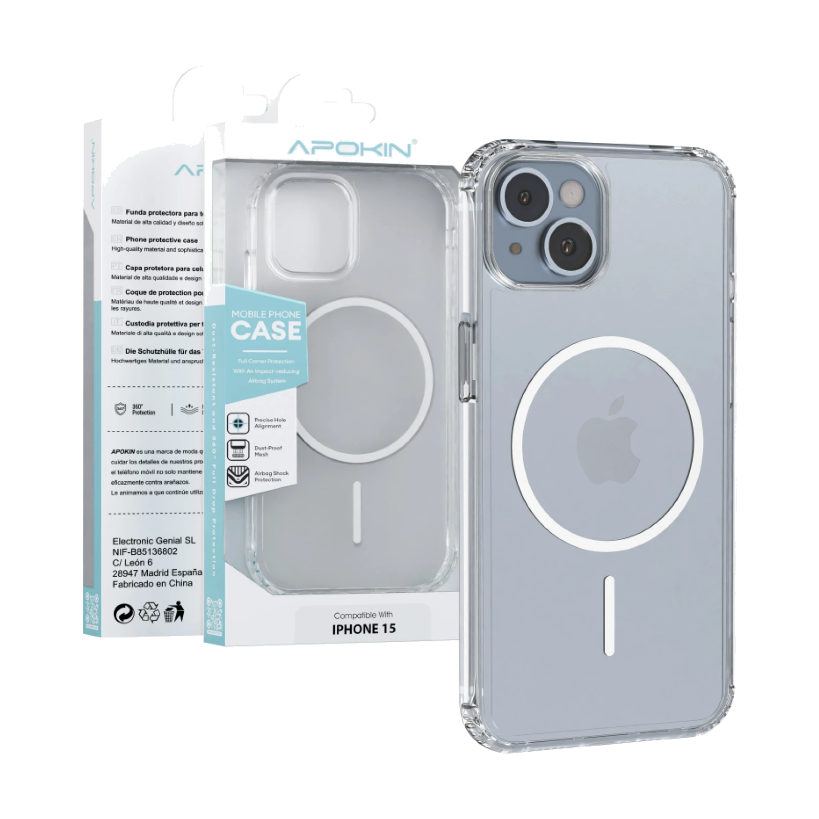 Funda Apokin Transparente MagSafe Basic para iPhone 15