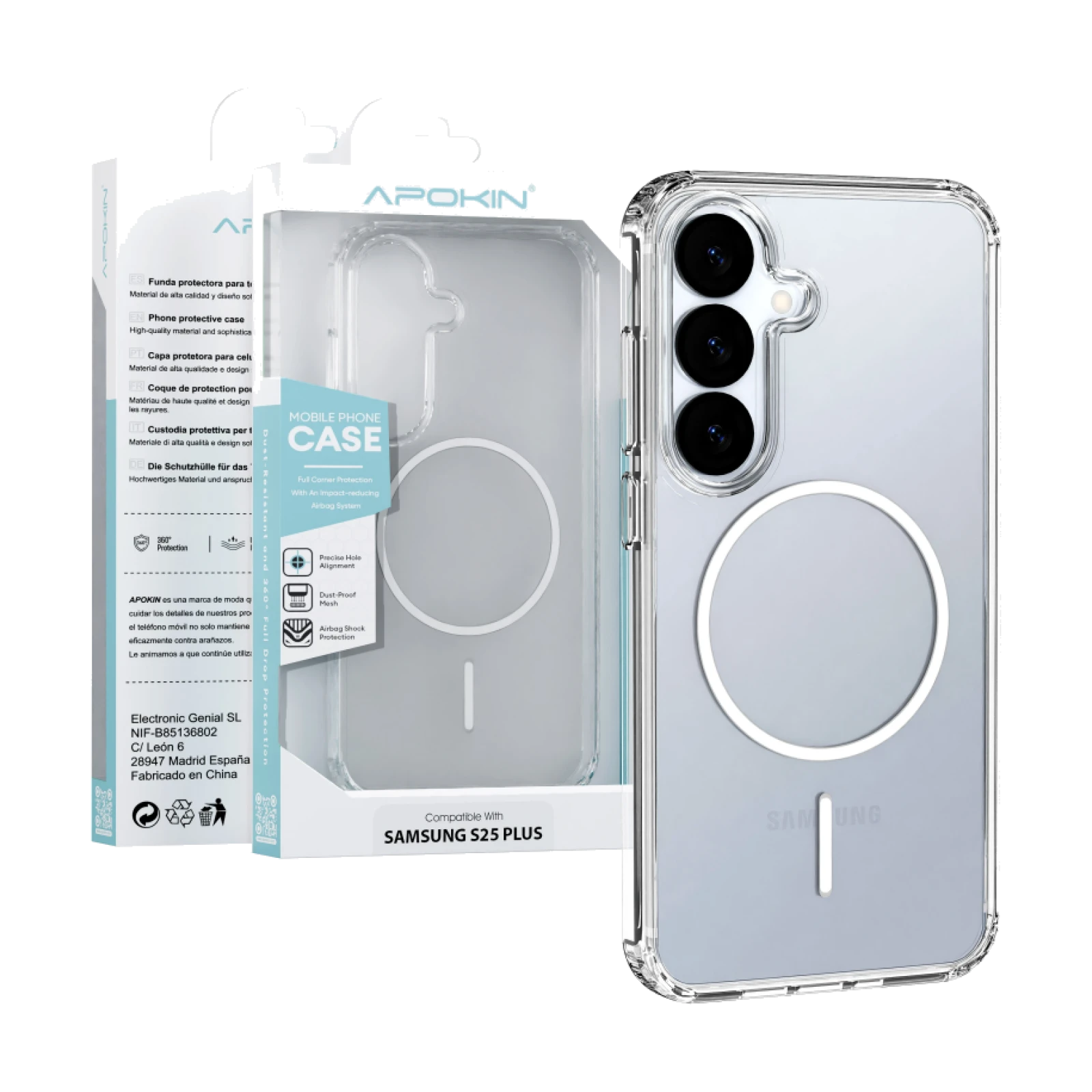 Funda Apokin Transparente MagSafe Basic para Samsung S25 Plus
