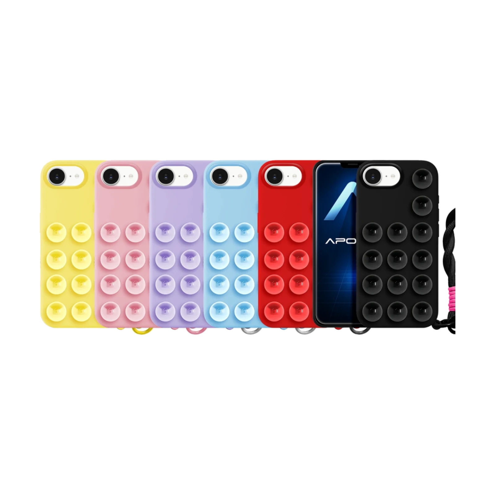 Funda Silicona con Ventosa + Cordon para iPhone 16e/17e