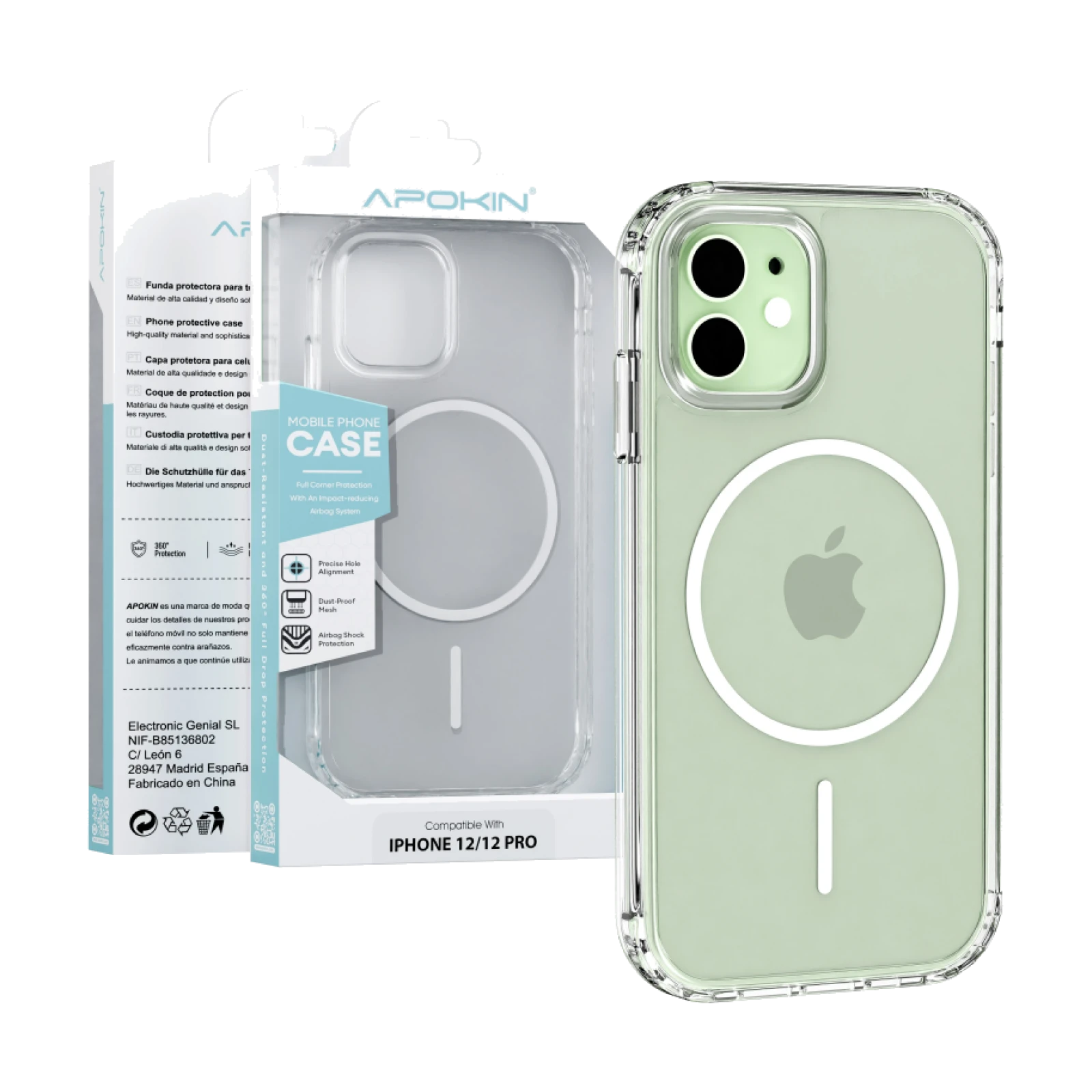 Funda Apokin Transparente MagSafe Basic para iPhone 12/12 Pro