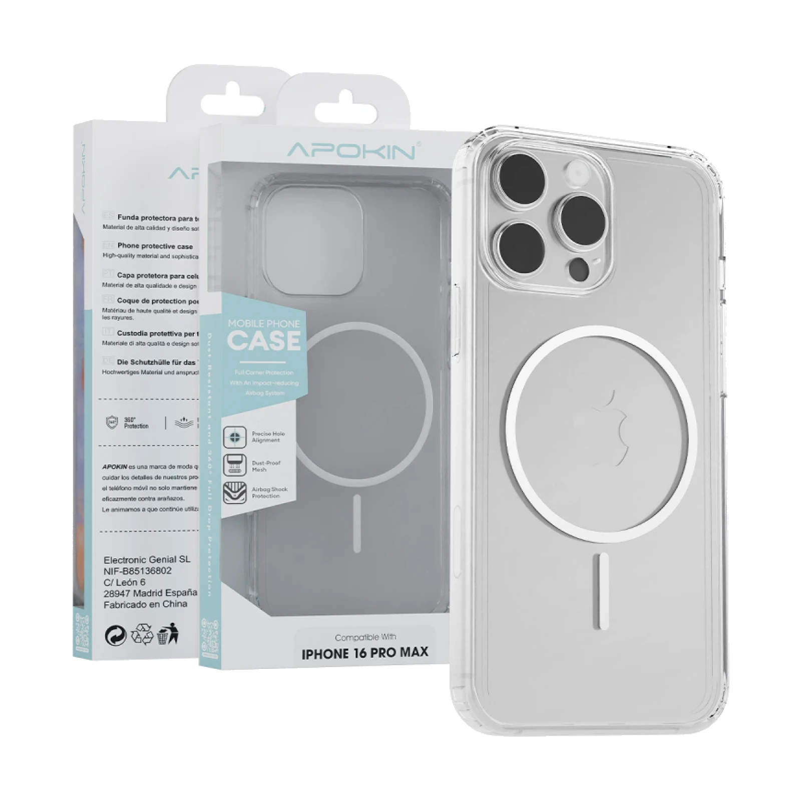 Funda Apokin Transparente MagSafe Basic para iPhone 15 Pro Max