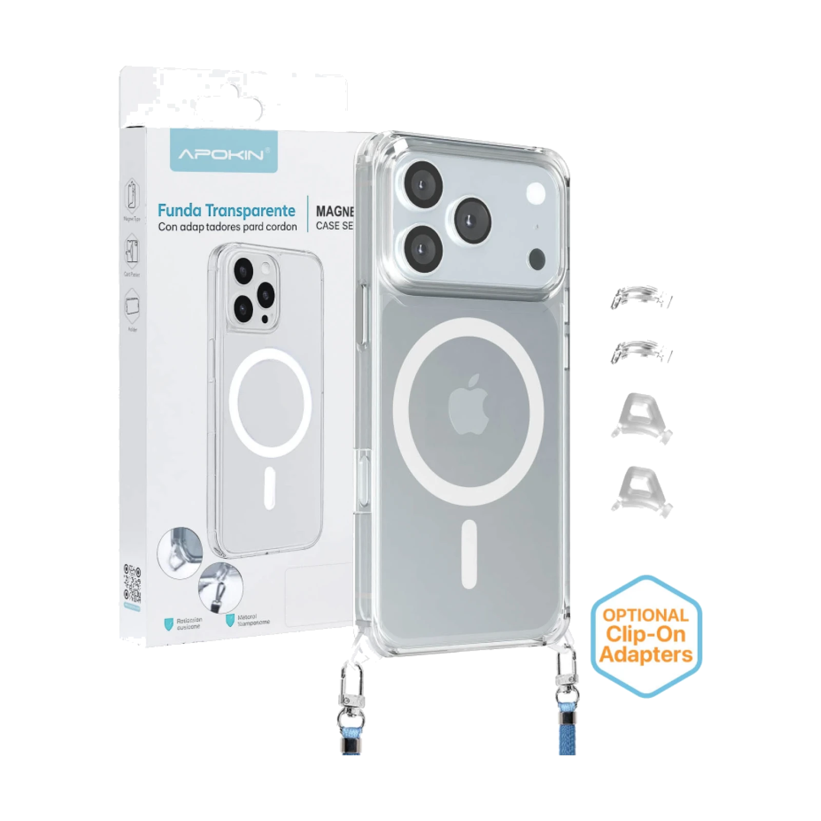 Funda 2en1 ClearStrap Con Magsafe Transparente para iPhone 17 Pro Max / 18 Pro Max
