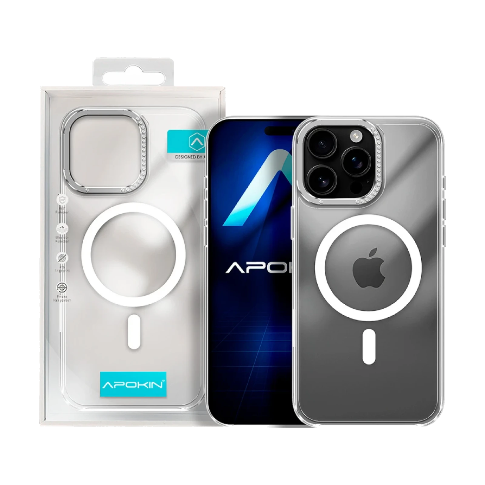 Funda Puro Diamante Acrilica con Magsafe para iPhone 15 Pro Max