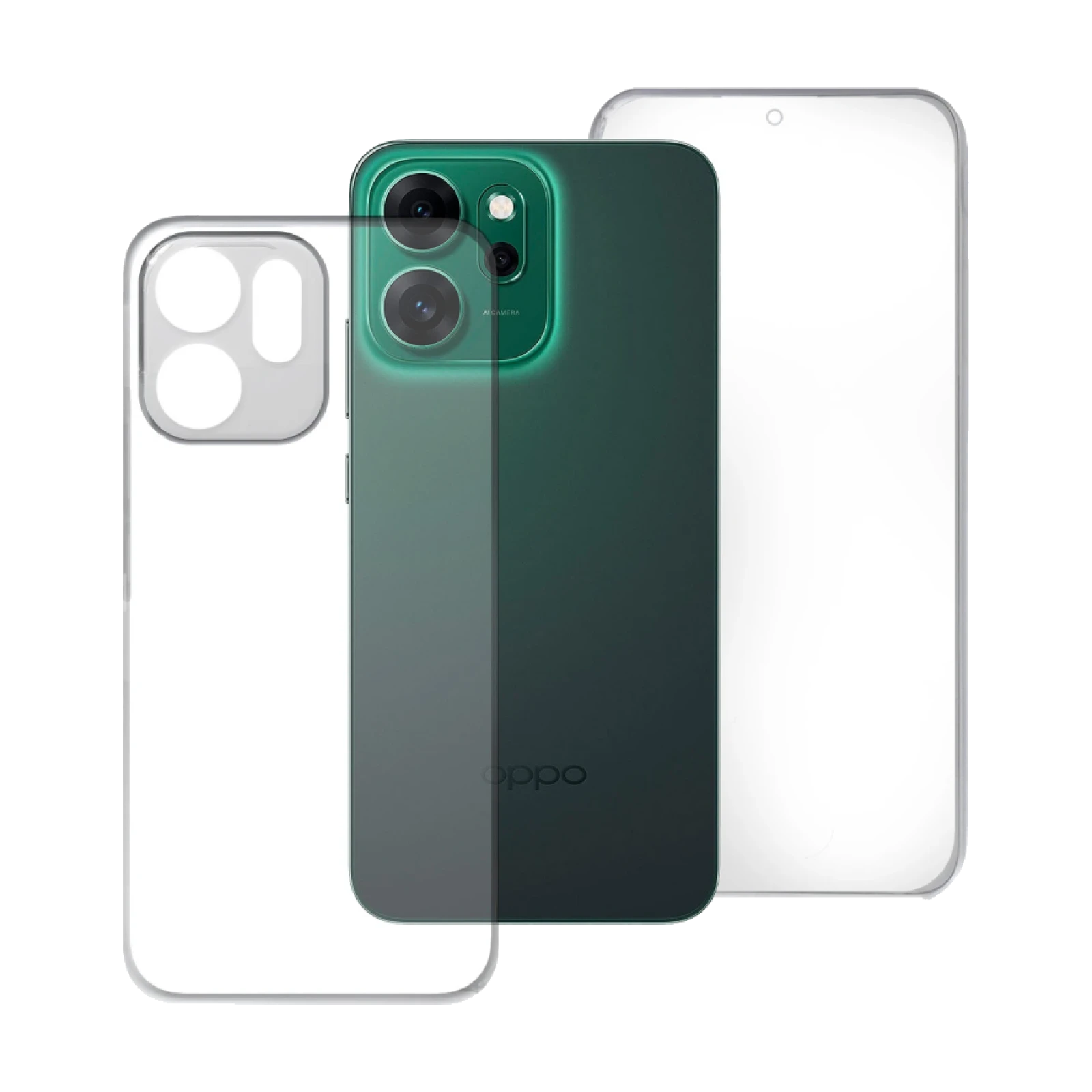Funda Doble Oppo Reno 14 Pro Silicona Transparente Delantera y Trasera