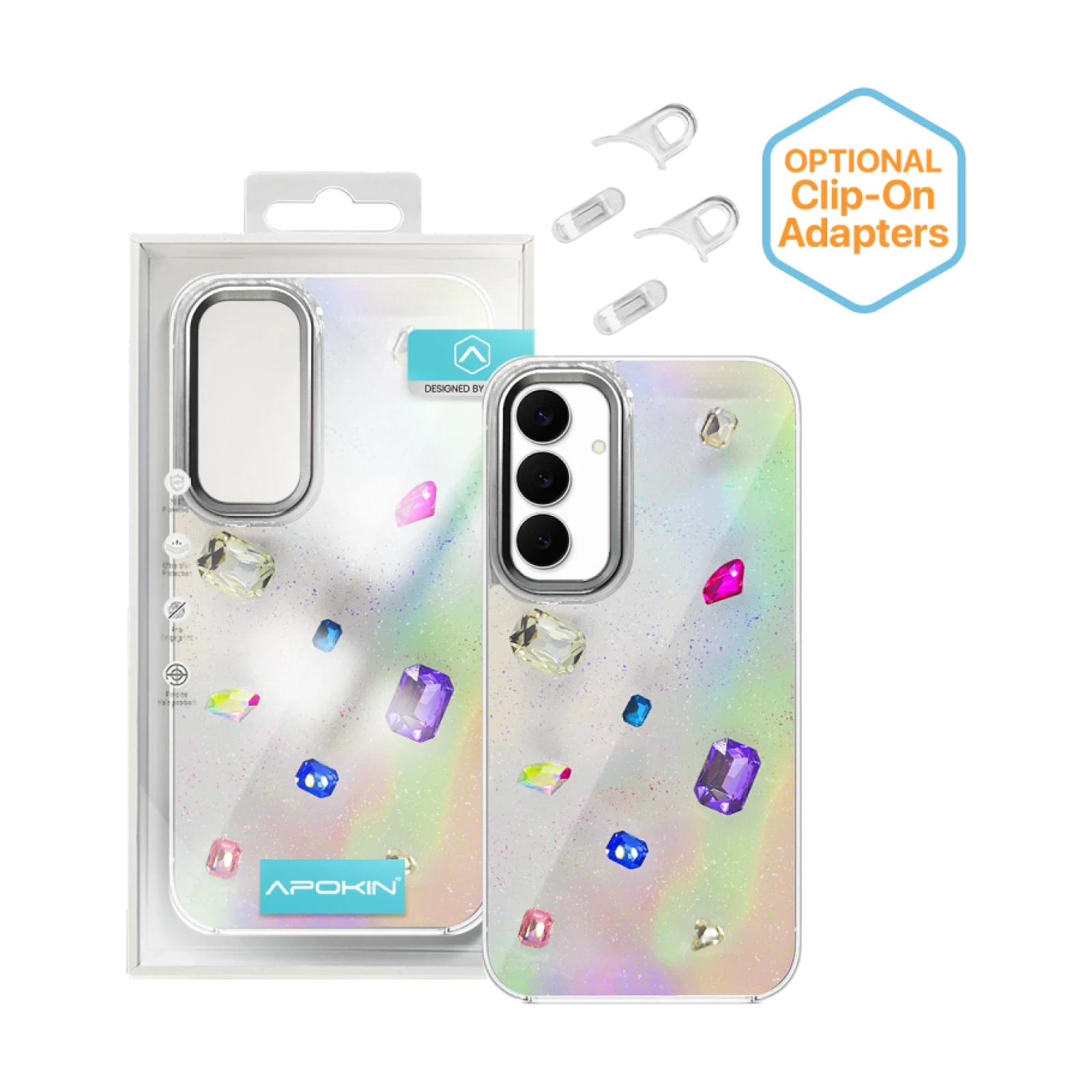 Funda Iridiscente con Piedras para Samsung S25 FE