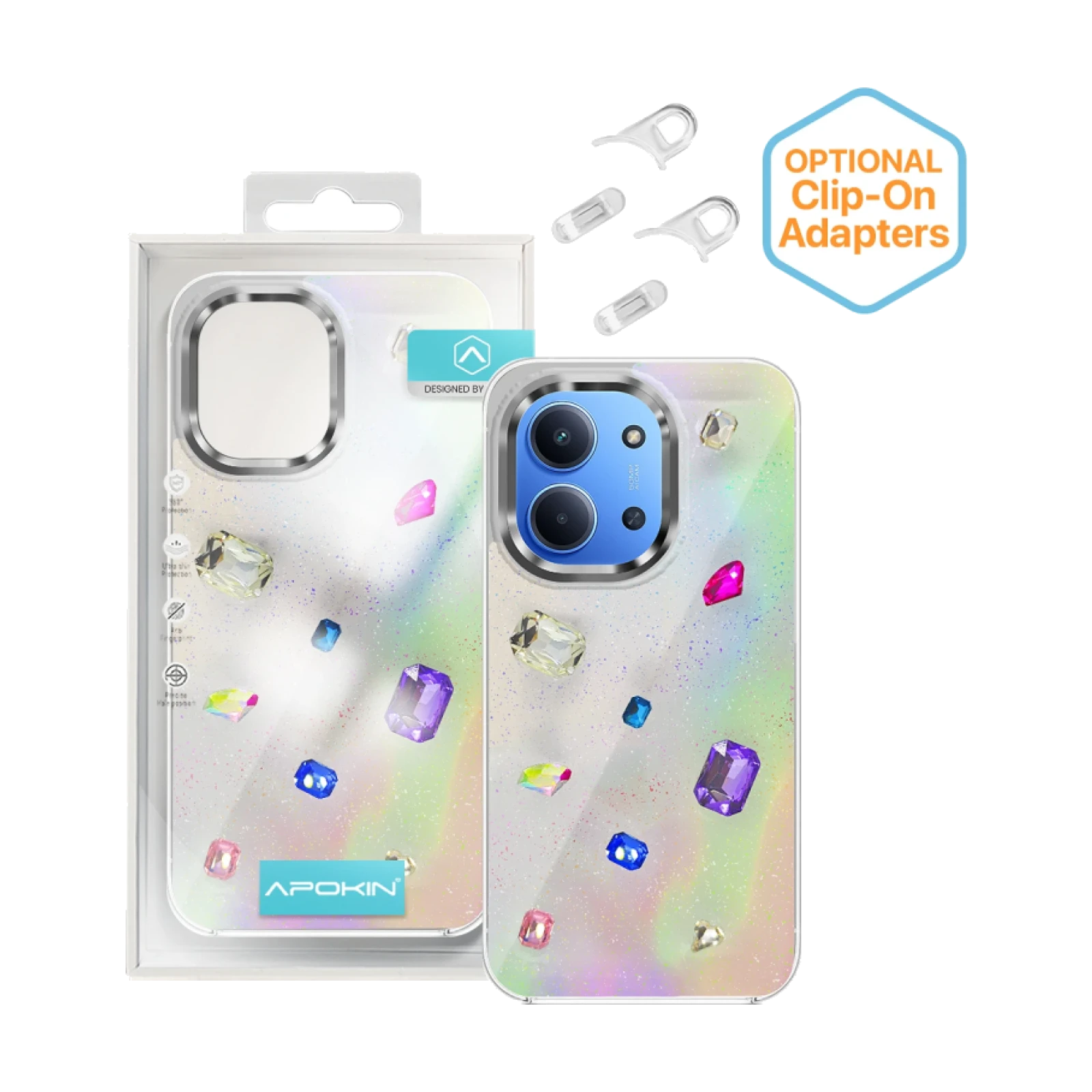 Funda Iridiscente con Piedras para Xiaomi Redmi 15C 173mm