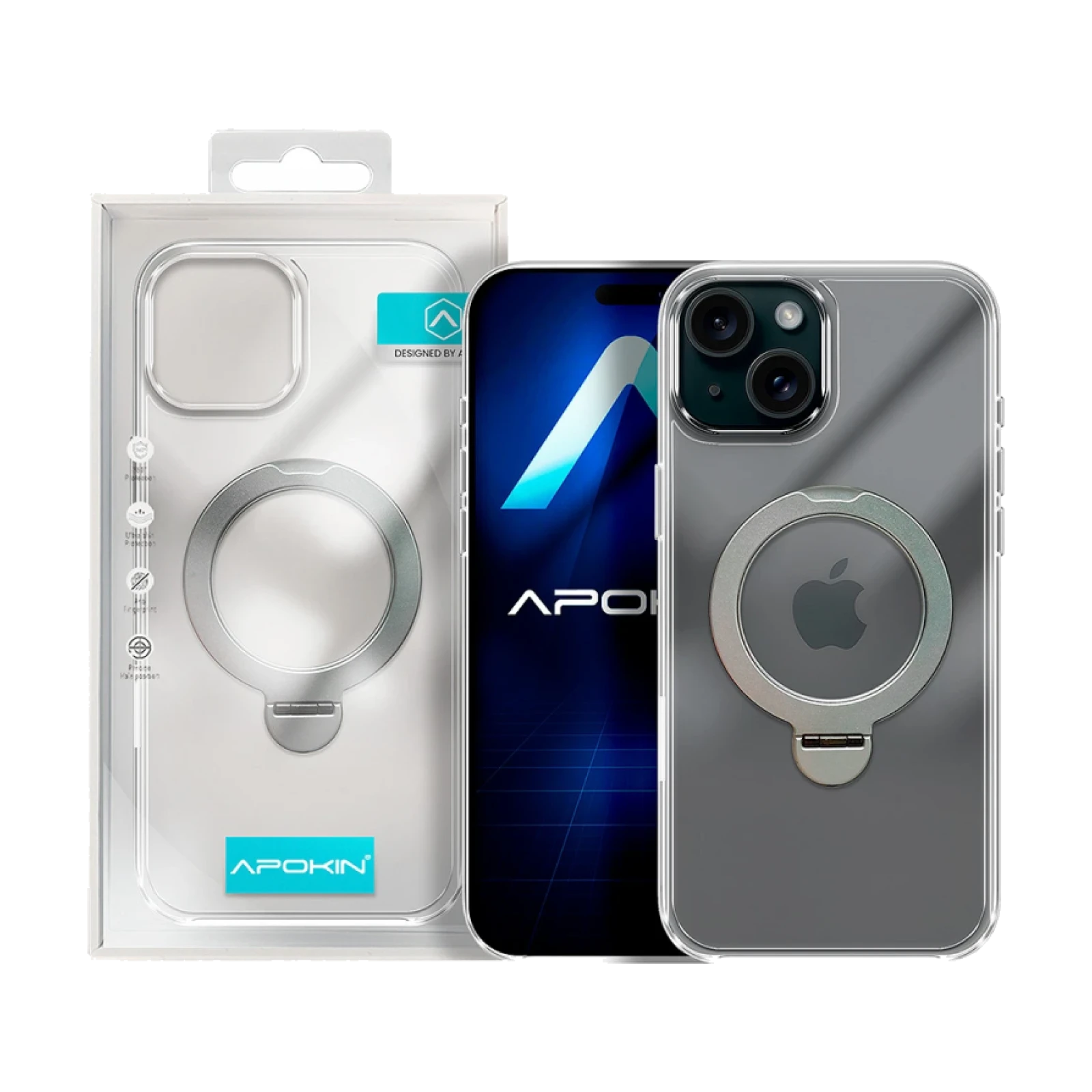 Funda Puro Con Anilla Giratorio y Magsafe para iPhone 15