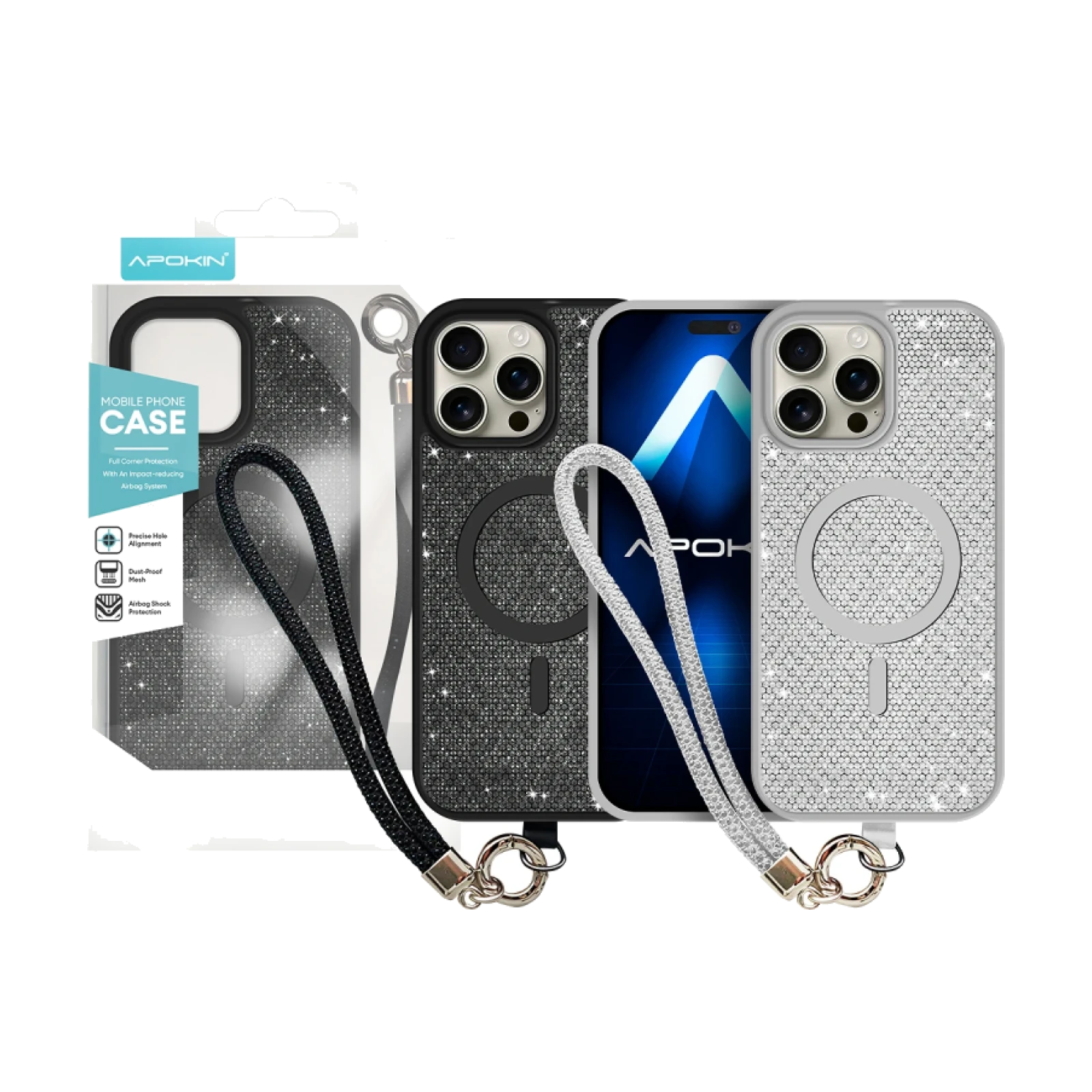 Funda con Magsafe de Diamantes y Correa para iPhone 16 Pro Max