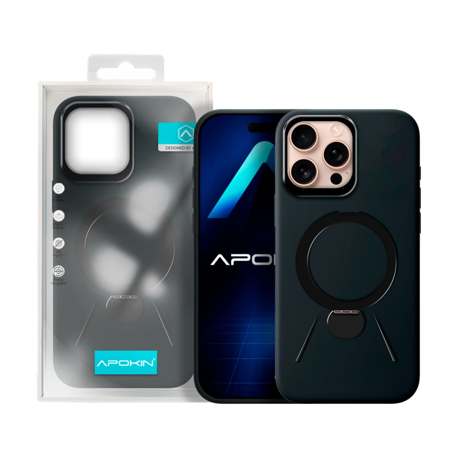 Funda Rock con Anilla y Soporte para Iphone 16 Pro Max