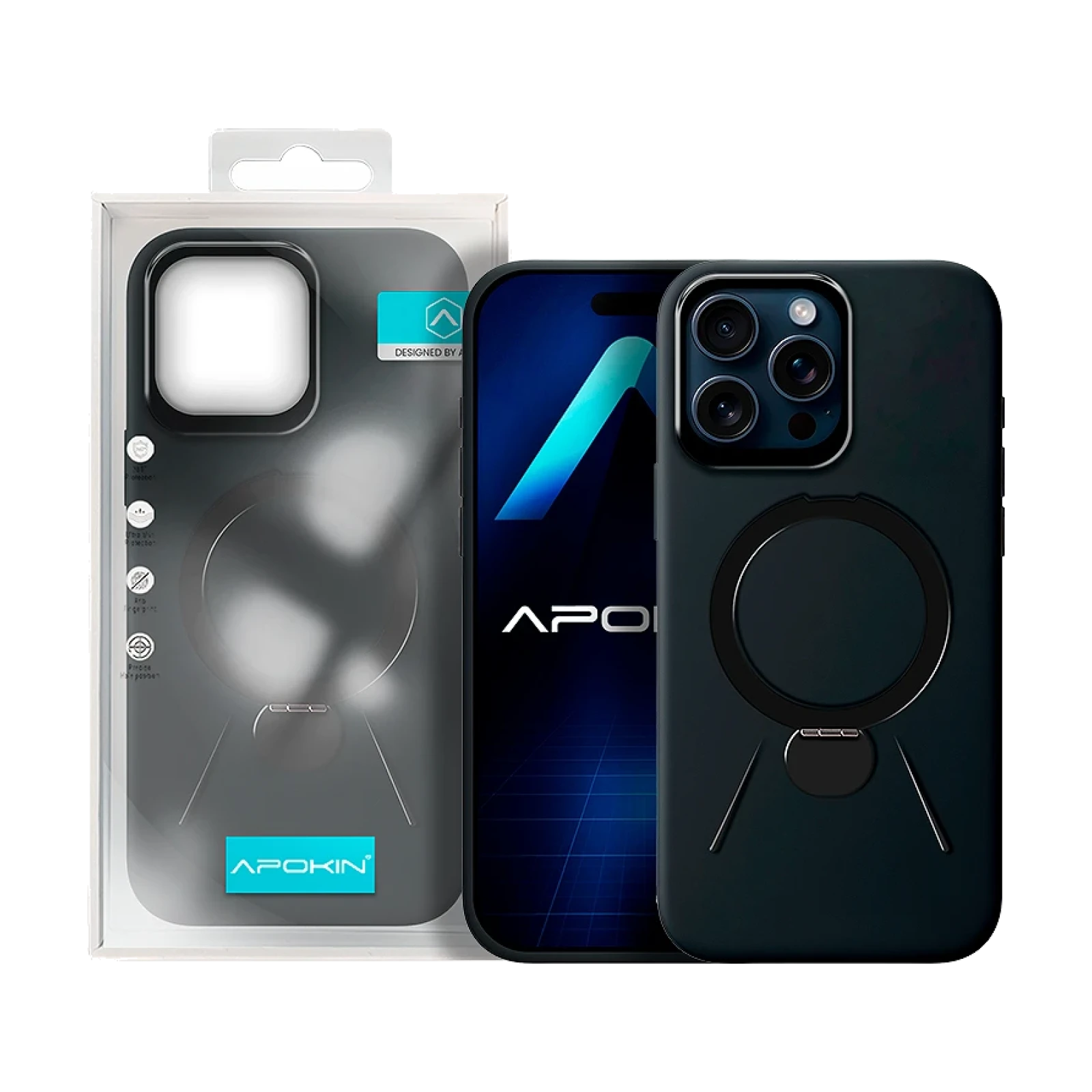 Funda Rock con Anilla y Soporte para Iphone 15 Pro Max