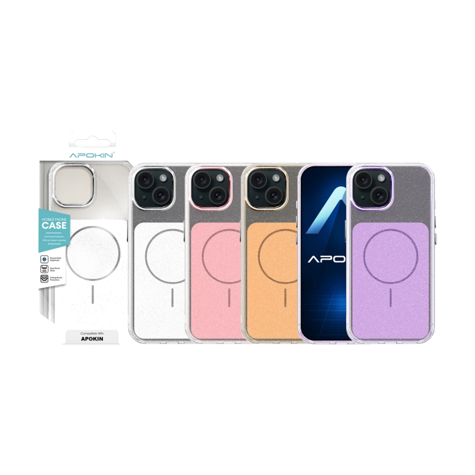 Funda Acrilica con Magsafe y Purpurina para iPhone 15