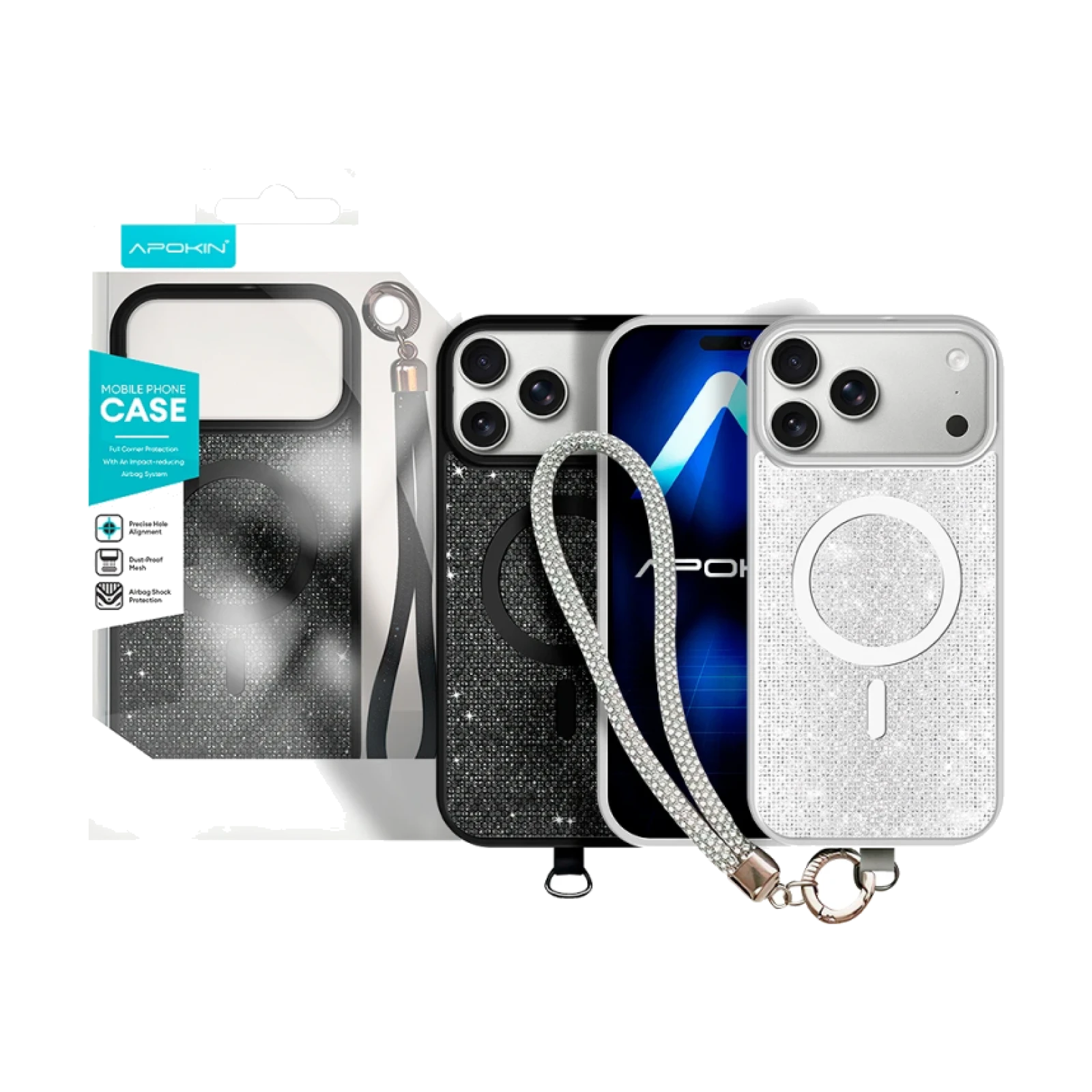 Funda con Magsafe de Diamantes y Correa para iPhone 17 Pro / 18 Pro