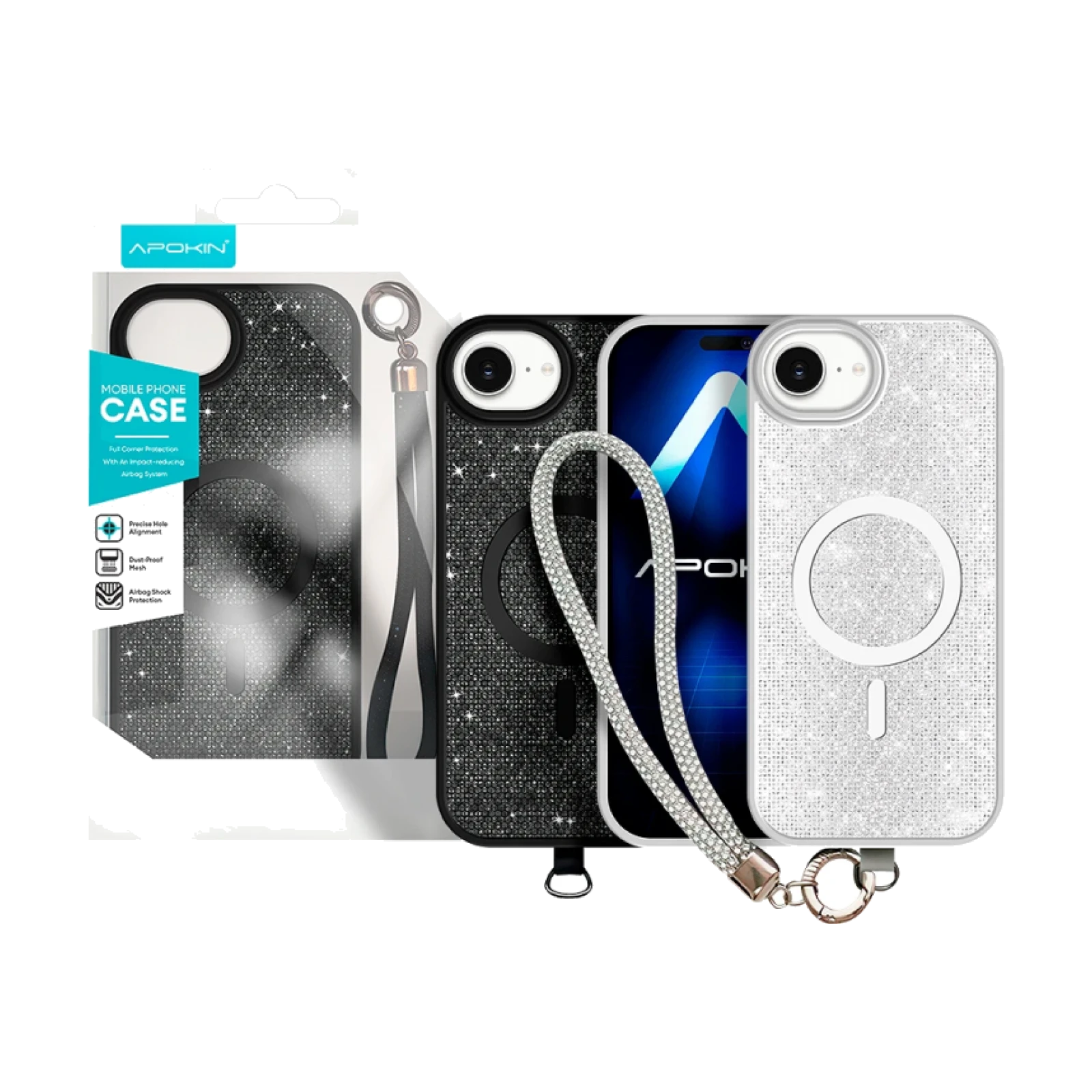 Funda con Magsafe de Diamantes y Correa para iPhone 16E/17E