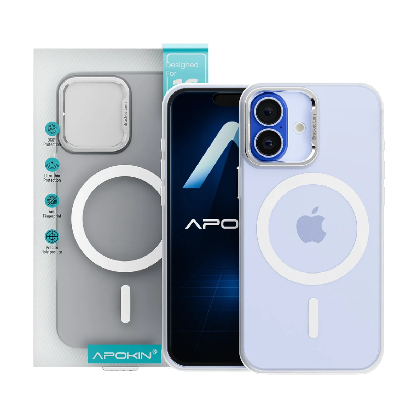 Funda Smoked Terciopelo con Magsafe iPhone 16 - Transparente