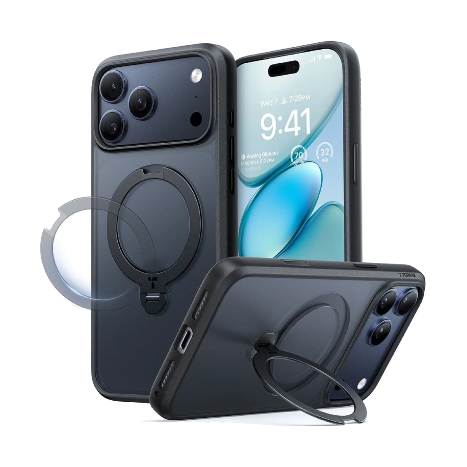 Funda Torras iPhone 17 Pro / 18 Pro Ostand Spin Series NEGRO