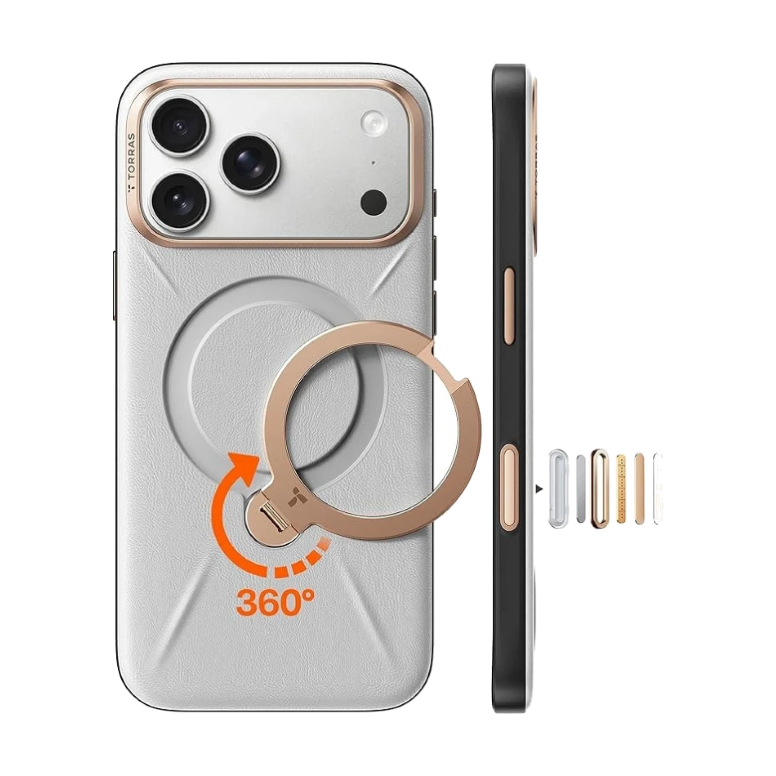 Funda Torras iPhone 17 Pro Max / 18 Pro Max Ostand Spin VegSkin Series GRIS