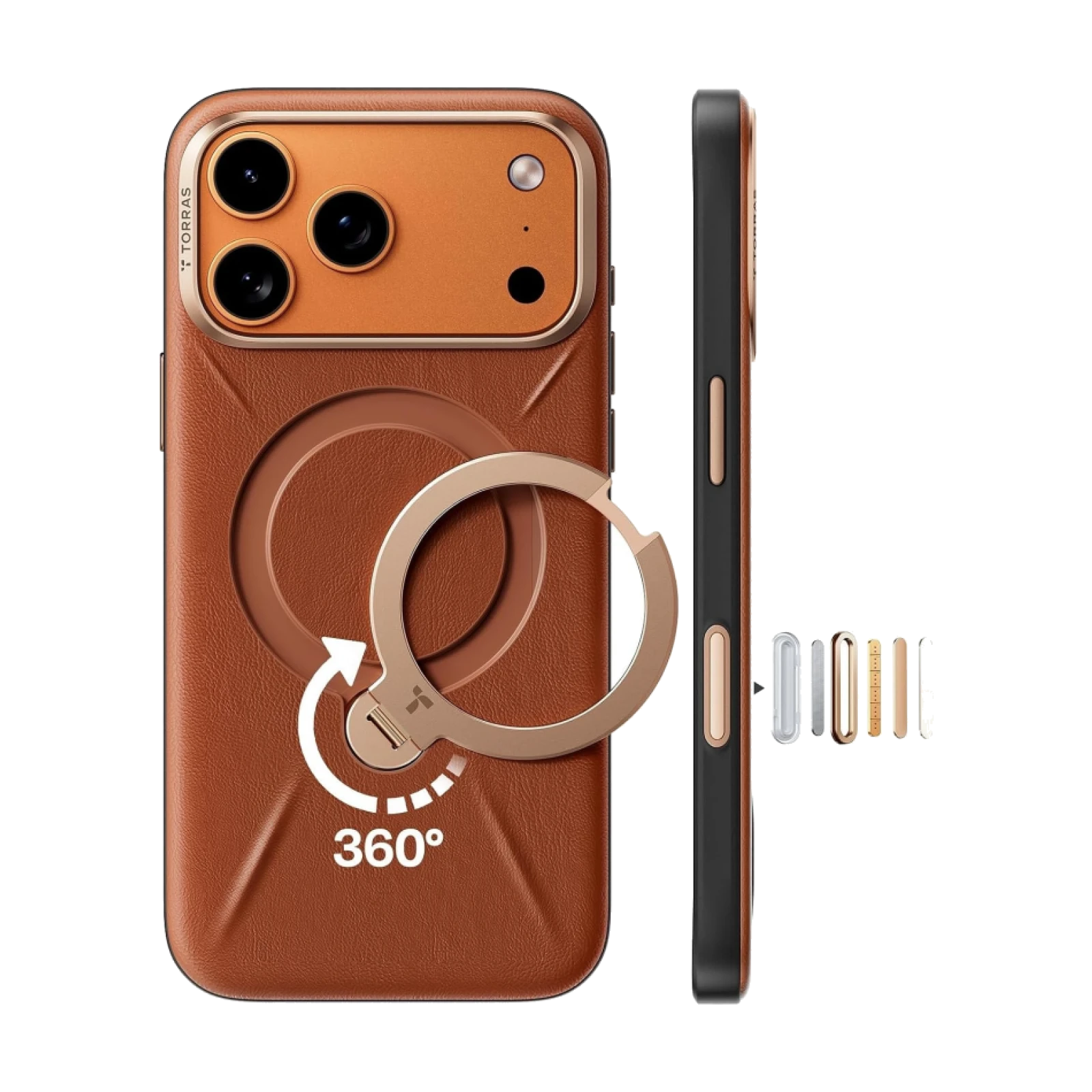 Funda Torras iPhone 17 Pro Max / 18 Pro Max Ostand Spin VegSkin Series MARRON
