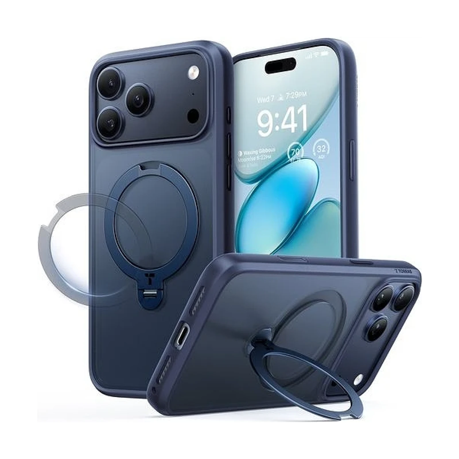 Funda Torras iPhone 17 Pro Max / 18 Pro Max Ostand Spin Series AZUL MARINO
