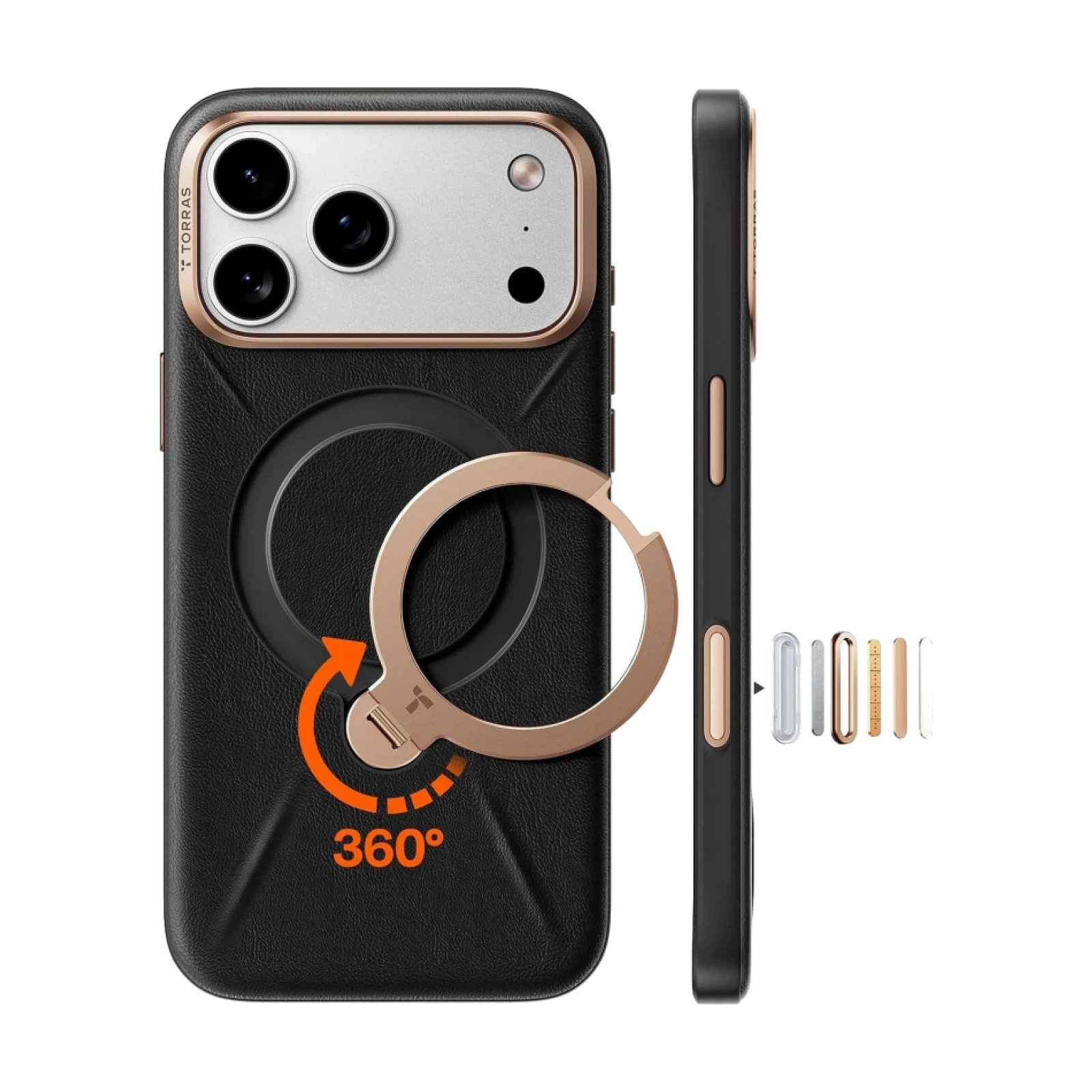 Funda Torras iPhone 17 Pro / 18 Pro Ostand Spin VegSkin Series NEGRO