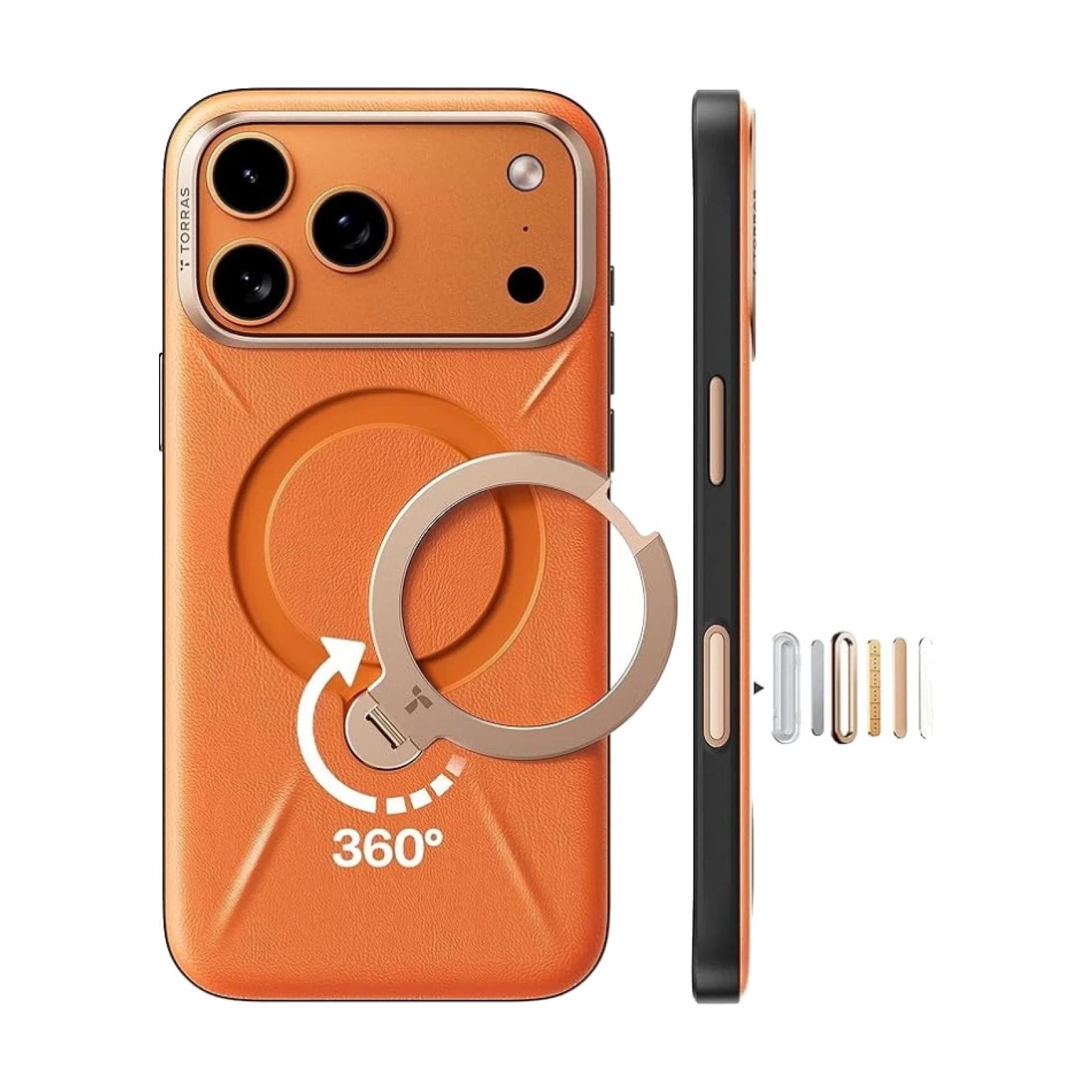Funda Torras iPhone 17 Pro Max / 18 Pro Max Ostand Spin VegSkin Series NARANJA