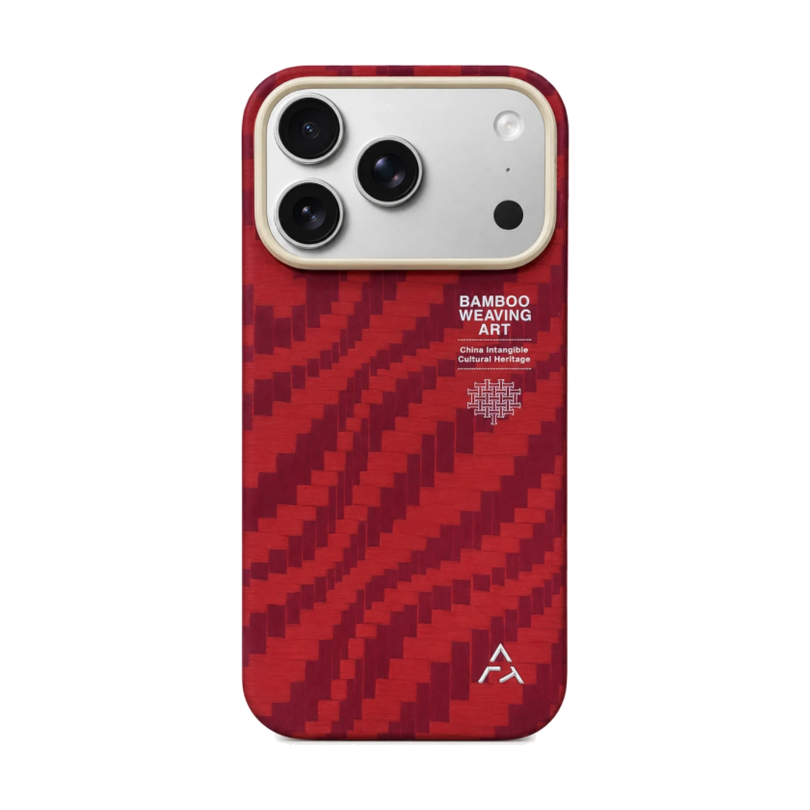 Funda Bamboo Shadow Eastern AIRITY de fibra de aramida con diseño de bambú tejido para IPHONE 17 PRO / 18 PRO Rojo