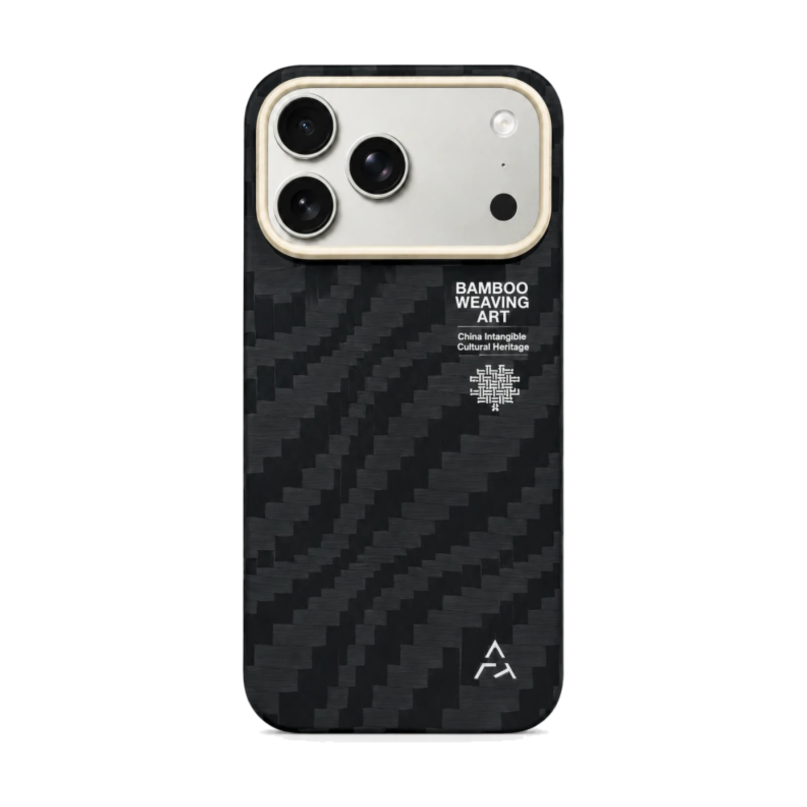 Funda Bamboo Shadow Eastern AIRITY de fibra de aramida con diseño de bambú tejido para IPHONE 17 PRO MAX / 18 PRO MAX Negro