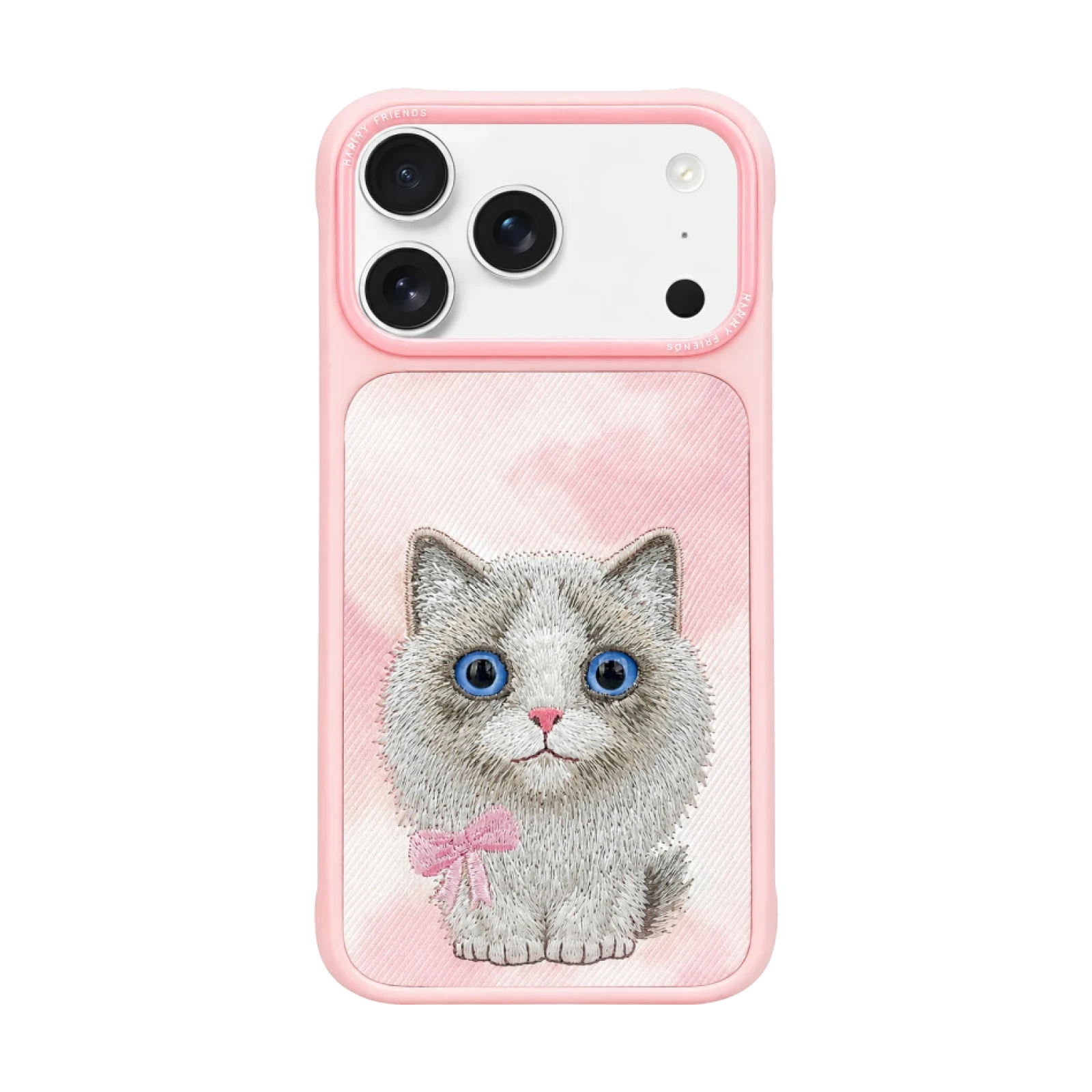 Funda Nimmy Friends Big Eyes 2.0 Series bordada para IPHONE 16 Gato Rosa