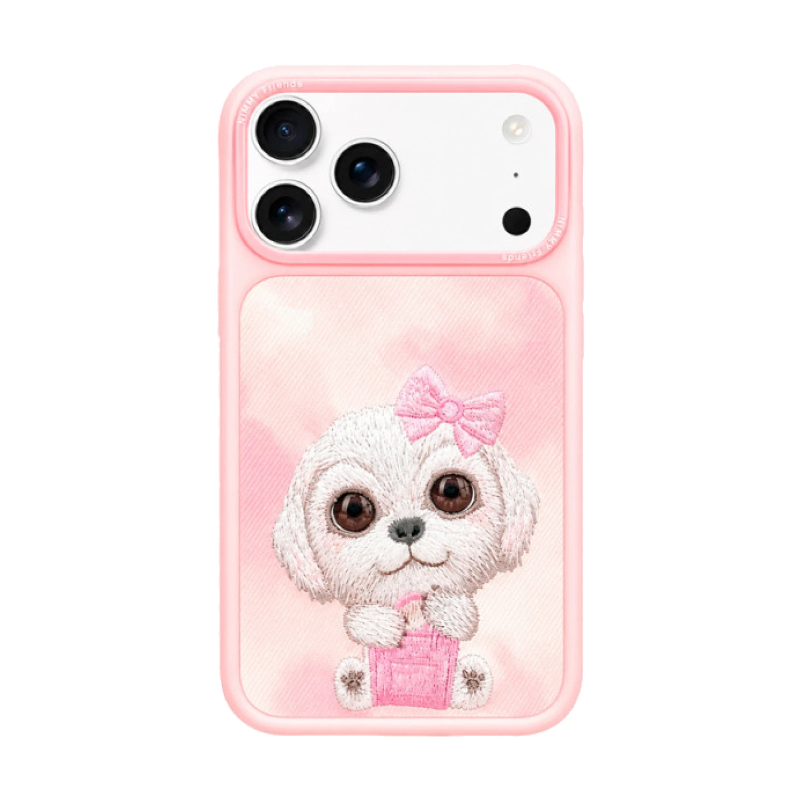 Funda Nimmy Friends Big Eyes 2.0 Series bordada para IPHONE 17 Pro Max / 18 Pro Max Perro Rosa