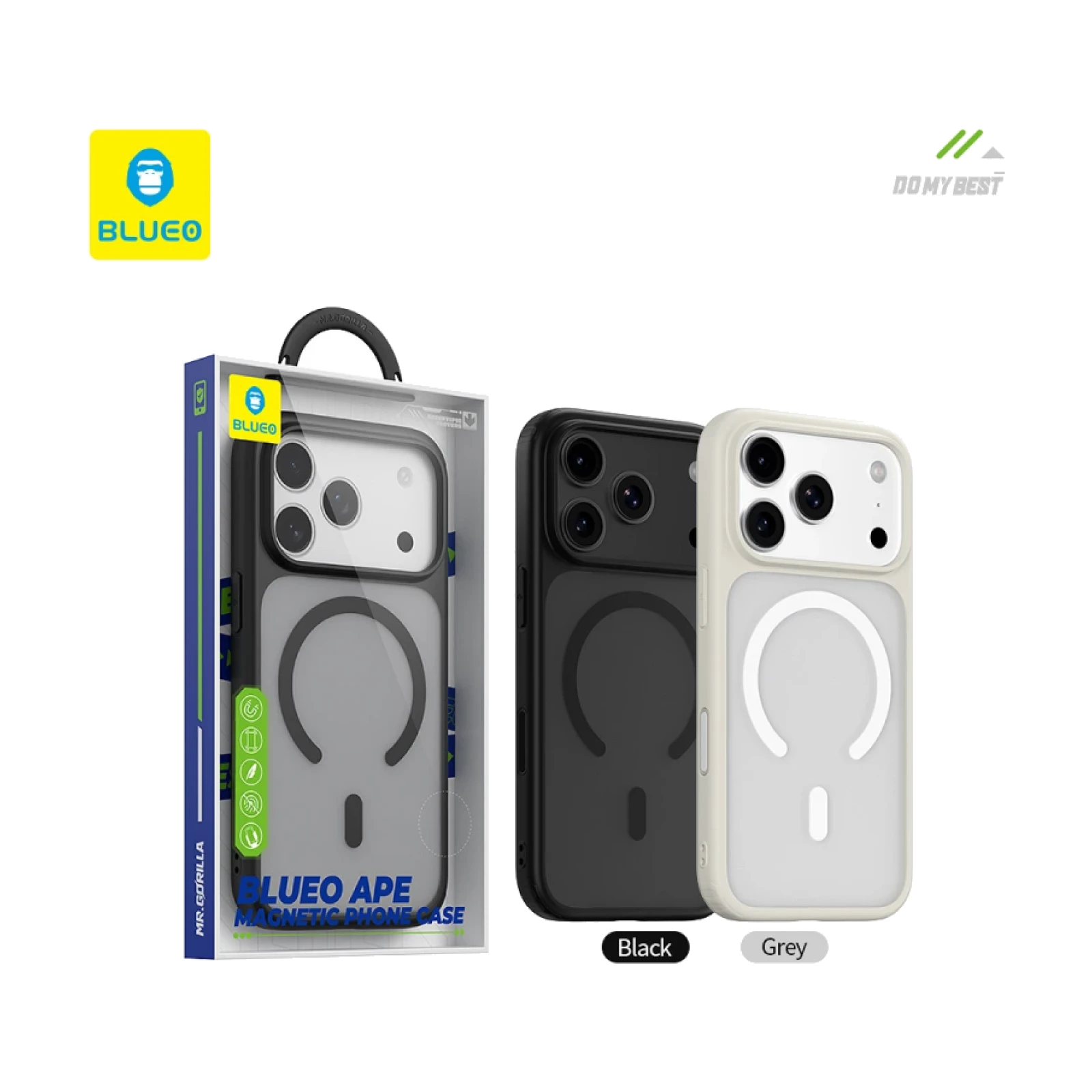 Funda BLUEO APE con anillo magnético para IPHONE 16 - Negro