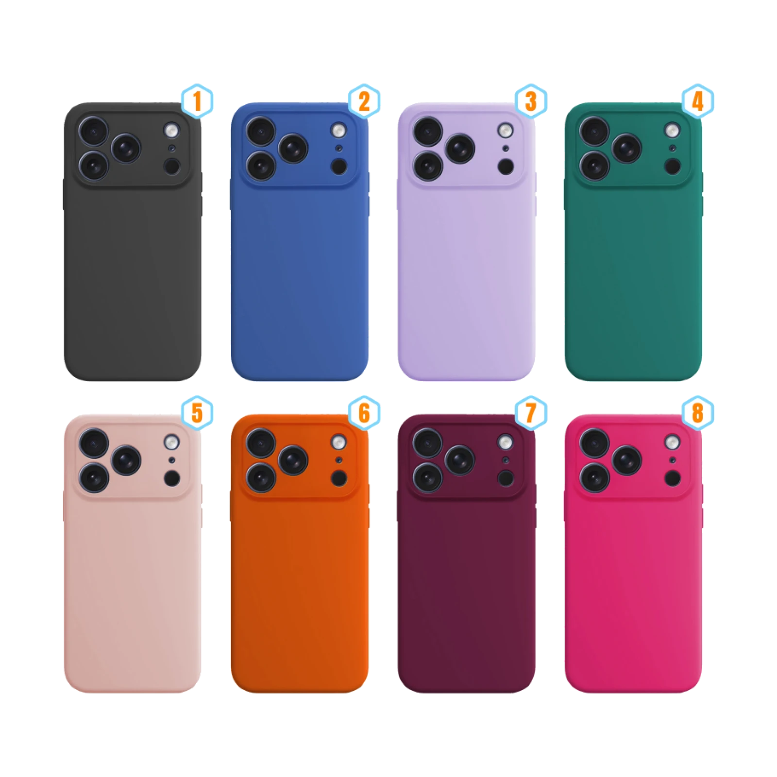 Funda de Silicona con Protección Integral de Cámara para iPhone 17 Pro